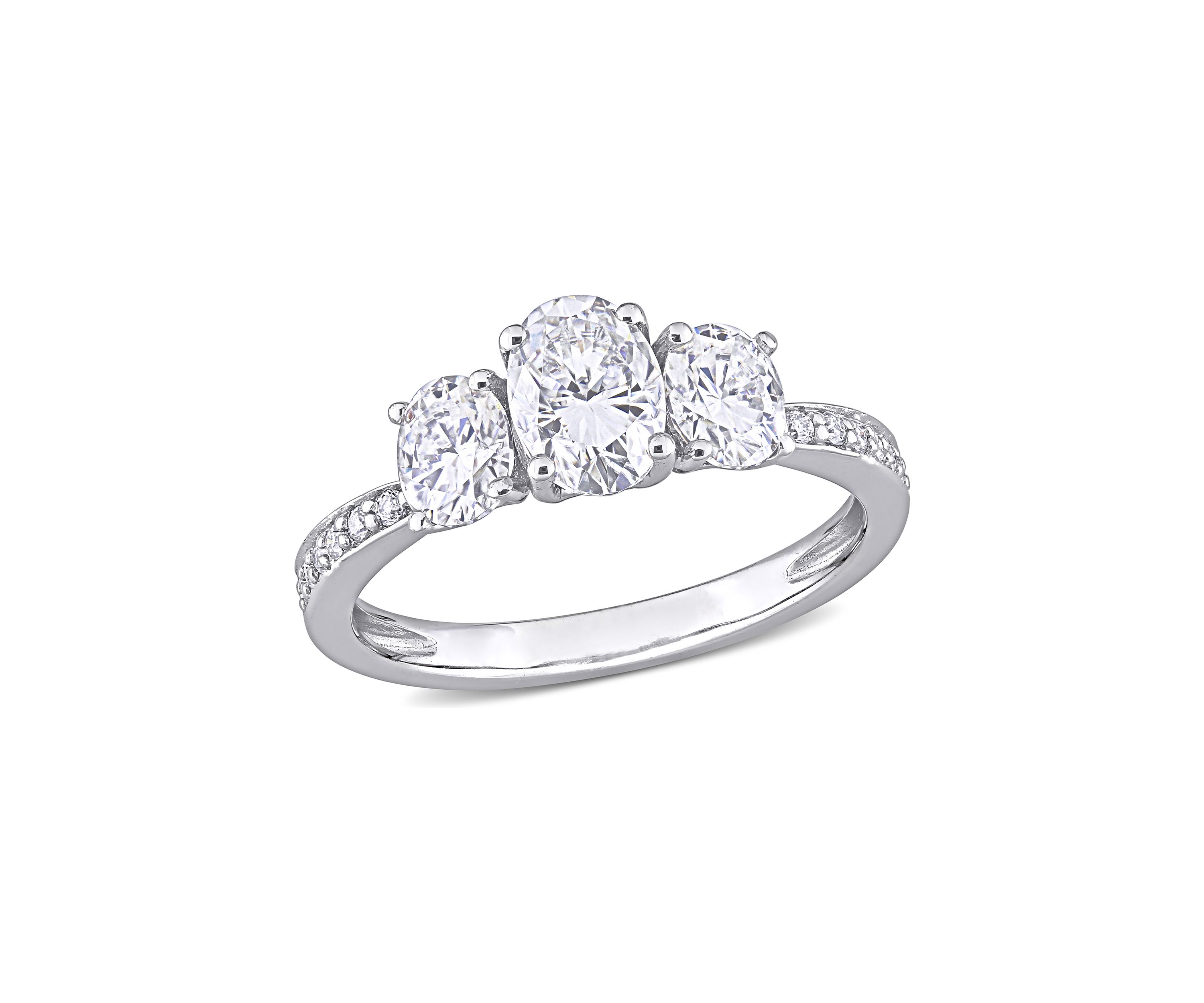 1.8 ct. t.w. Created Moissanite Oval 3-Stone Engagement Ring in 10k White Gold