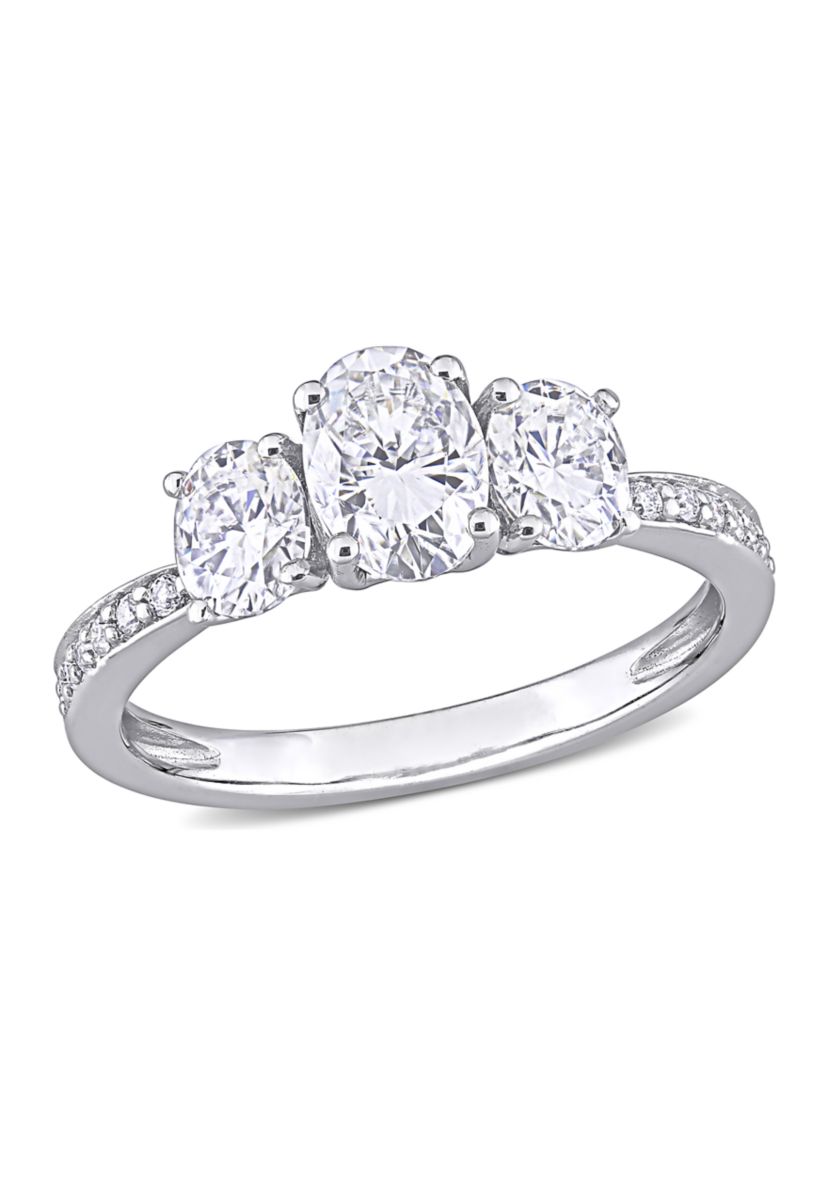 1.8 ct. t.w. Created Moissanite Oval 3-Stone Engagement Ring in 10k White Gold