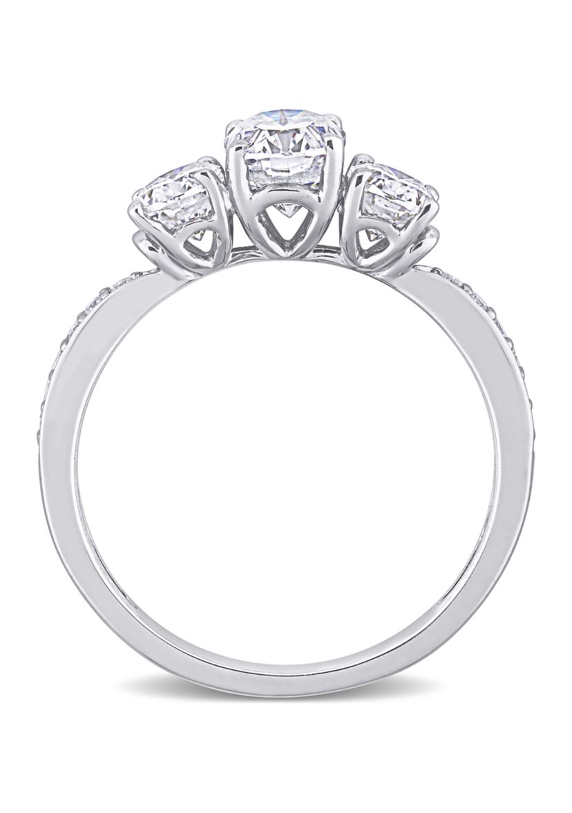1.8 ct. t.w. Created Moissanite Oval 3-Stone Engagement Ring in 10k White Gold