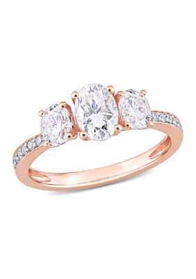 Belk & Co 1.8 ct. t.w. Created Moissanite Oval 3-Stone Engagement Ring in 10k Rose Gold, 6