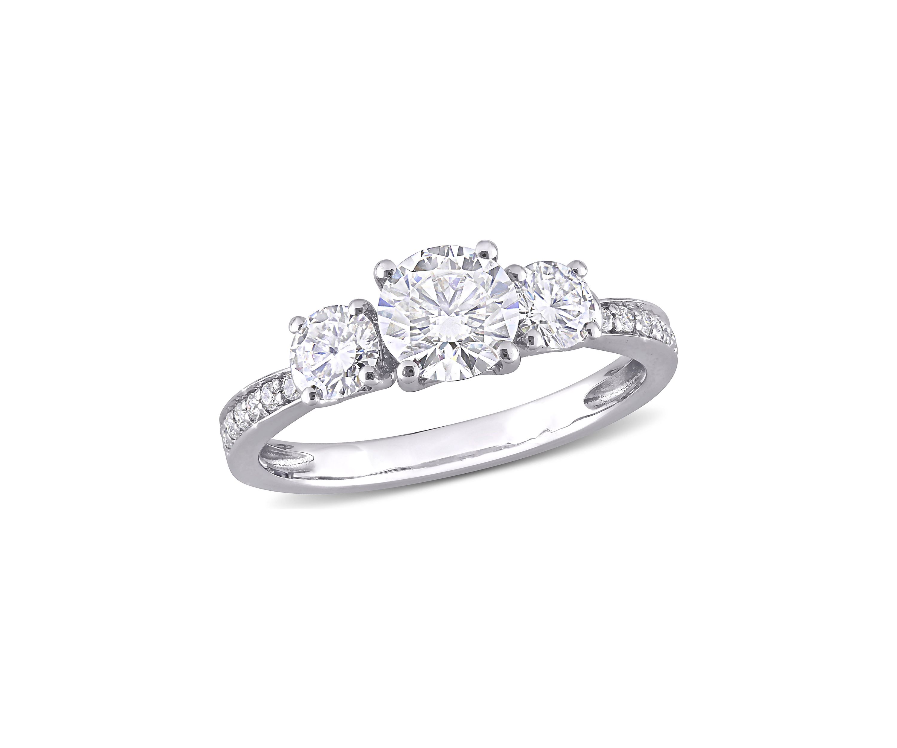 1.37 ct. t.w. Created Moissanite 3-Stone Engagement Ring in 10k White Gold
