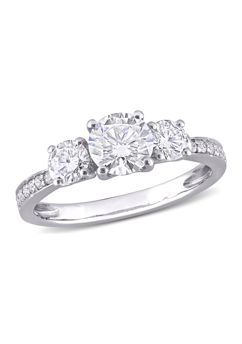 1.37 ct. t.w. Created Moissanite 3-Stone Engagement Ring in 10k White Gold