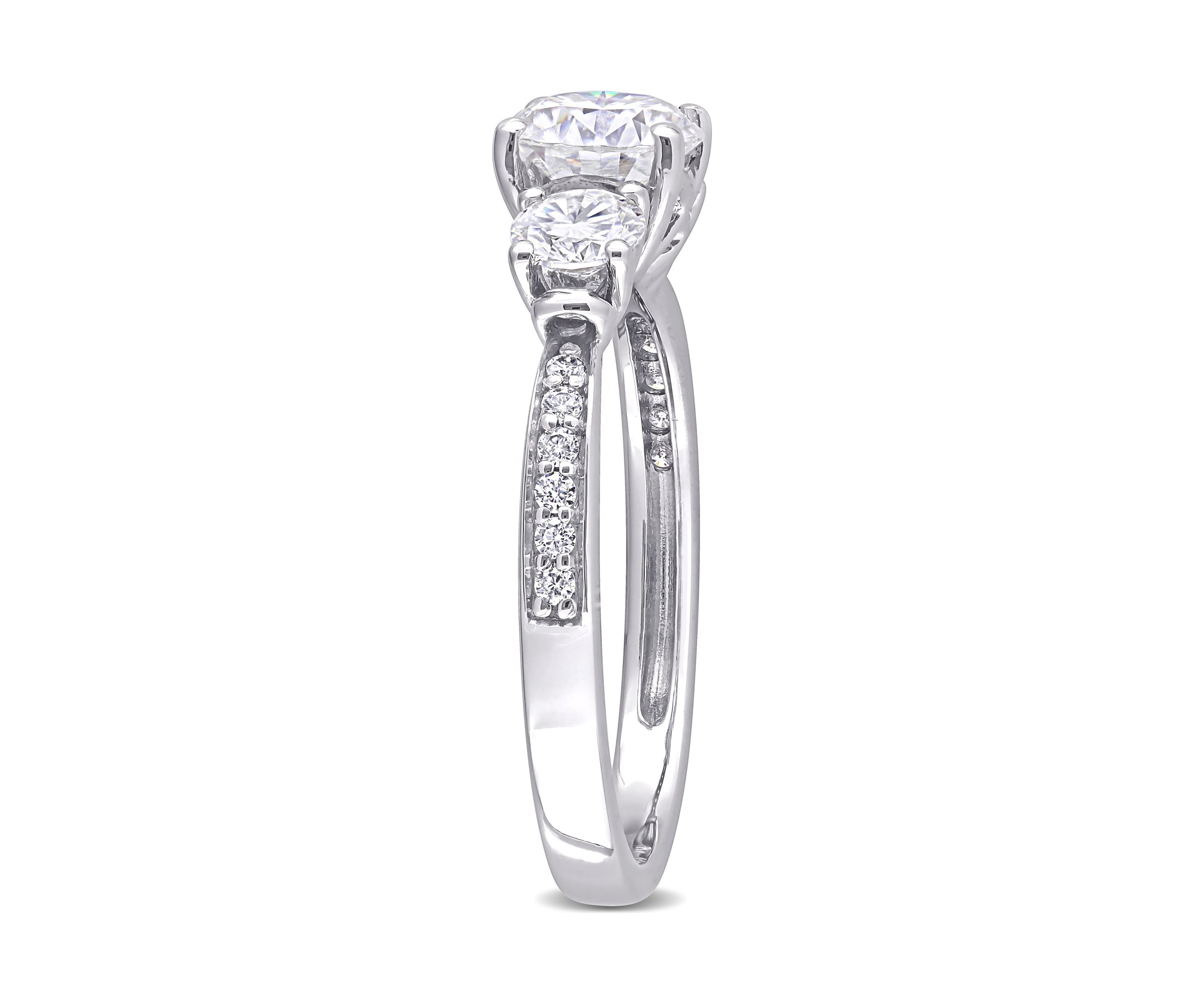 1.37 ct. t.w. Created Moissanite 3-Stone Engagement Ring in 10k White Gold