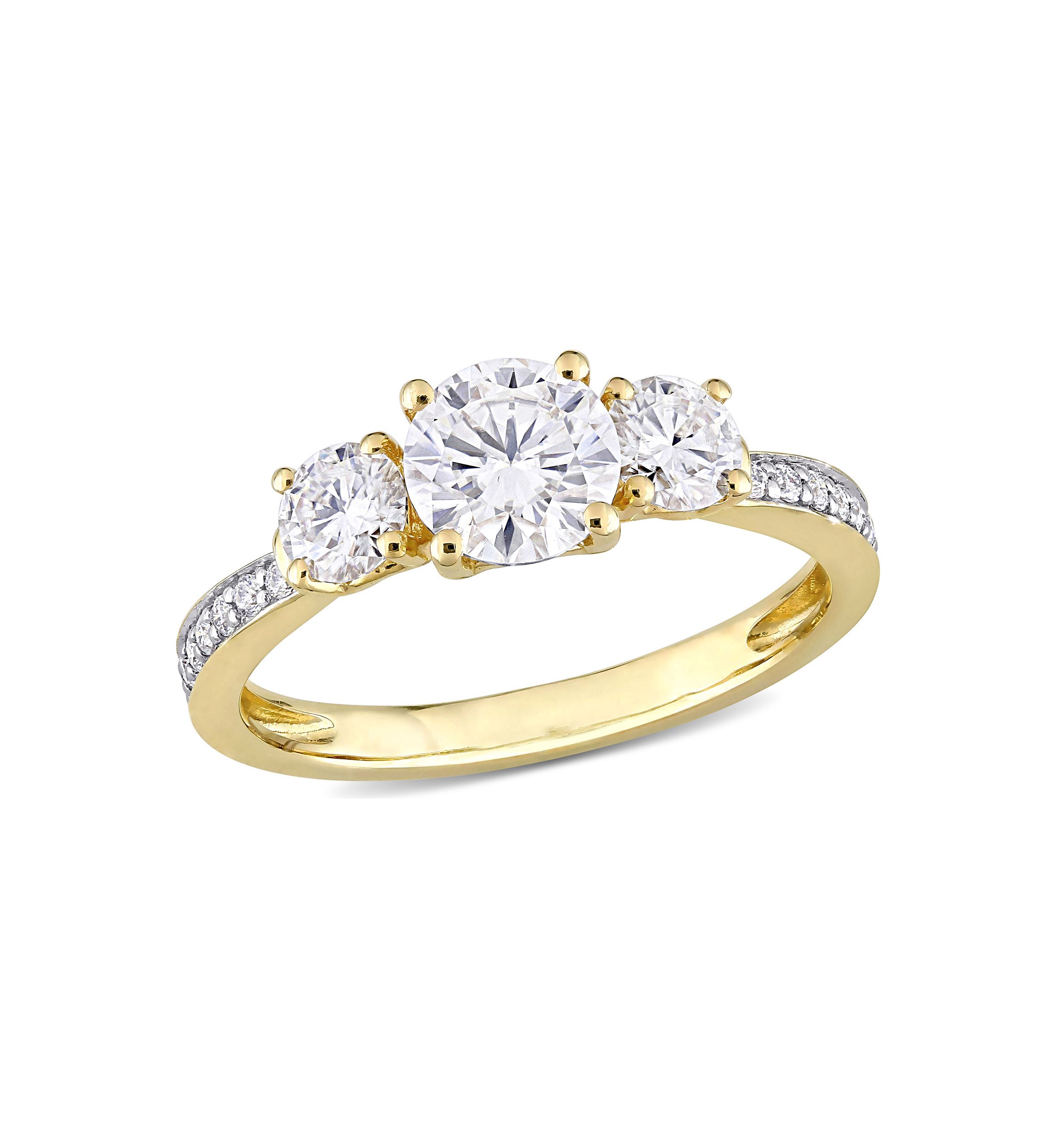 1.37 ct. t.w. Created Moissanite 3-Stone Engagement Ring in 10k Yellow Gold