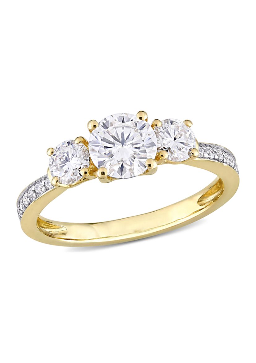 1.37 ct. t.w. Created Moissanite 3-Stone Engagement Ring in 10k Yellow Gold
