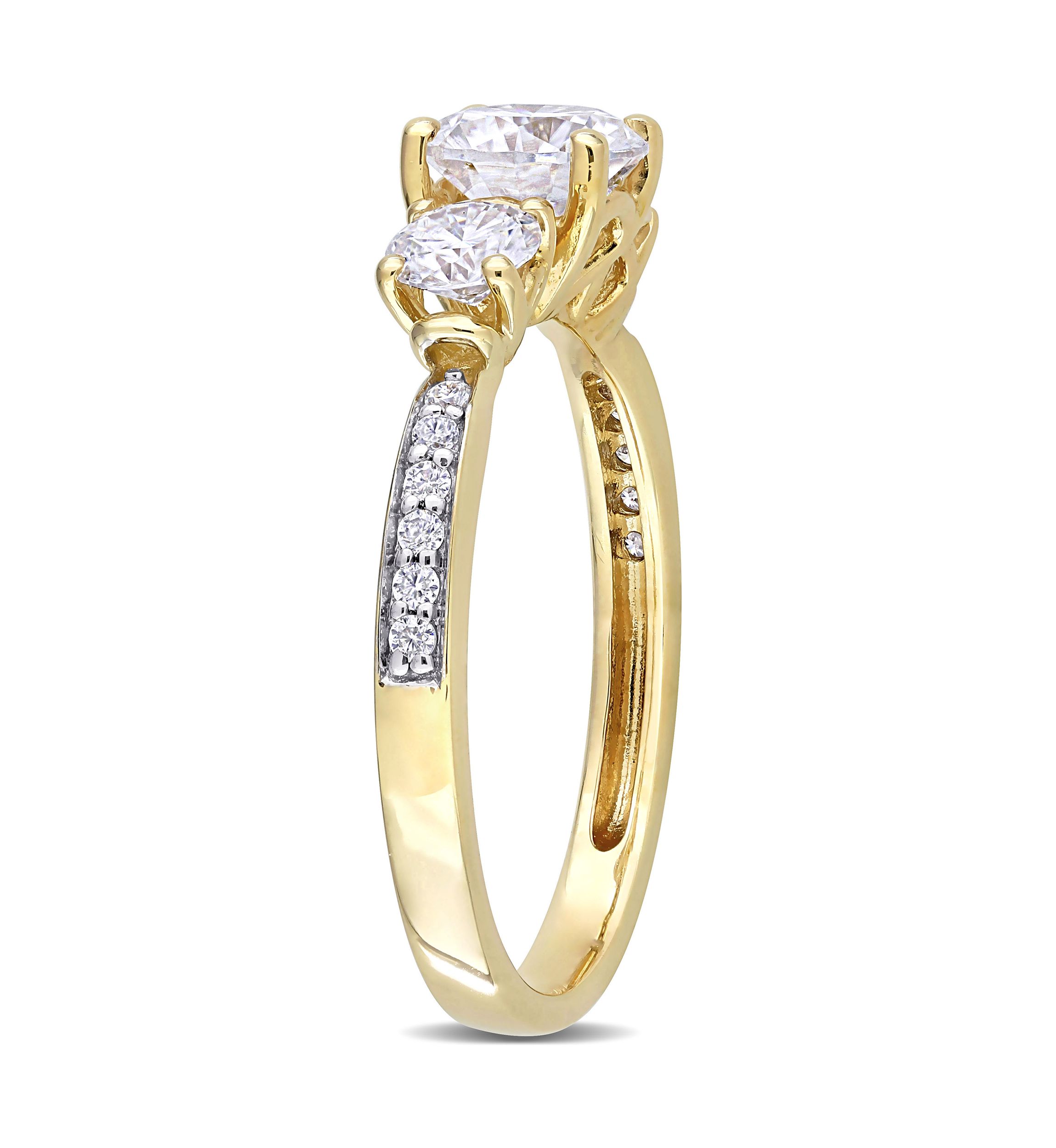 1.37 ct. t.w. Created Moissanite 3-Stone Engagement Ring in 10k Yellow Gold