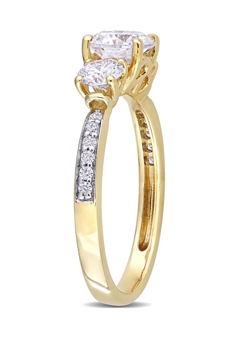 1.37 ct. t.w. Created Moissanite 3-Stone Engagement Ring in 10k Yellow Gold