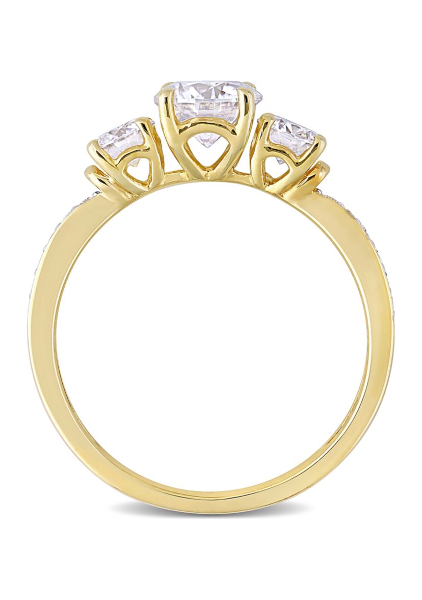 1.37 ct. t.w. Created Moissanite 3-Stone Engagement Ring in 10k Yellow Gold