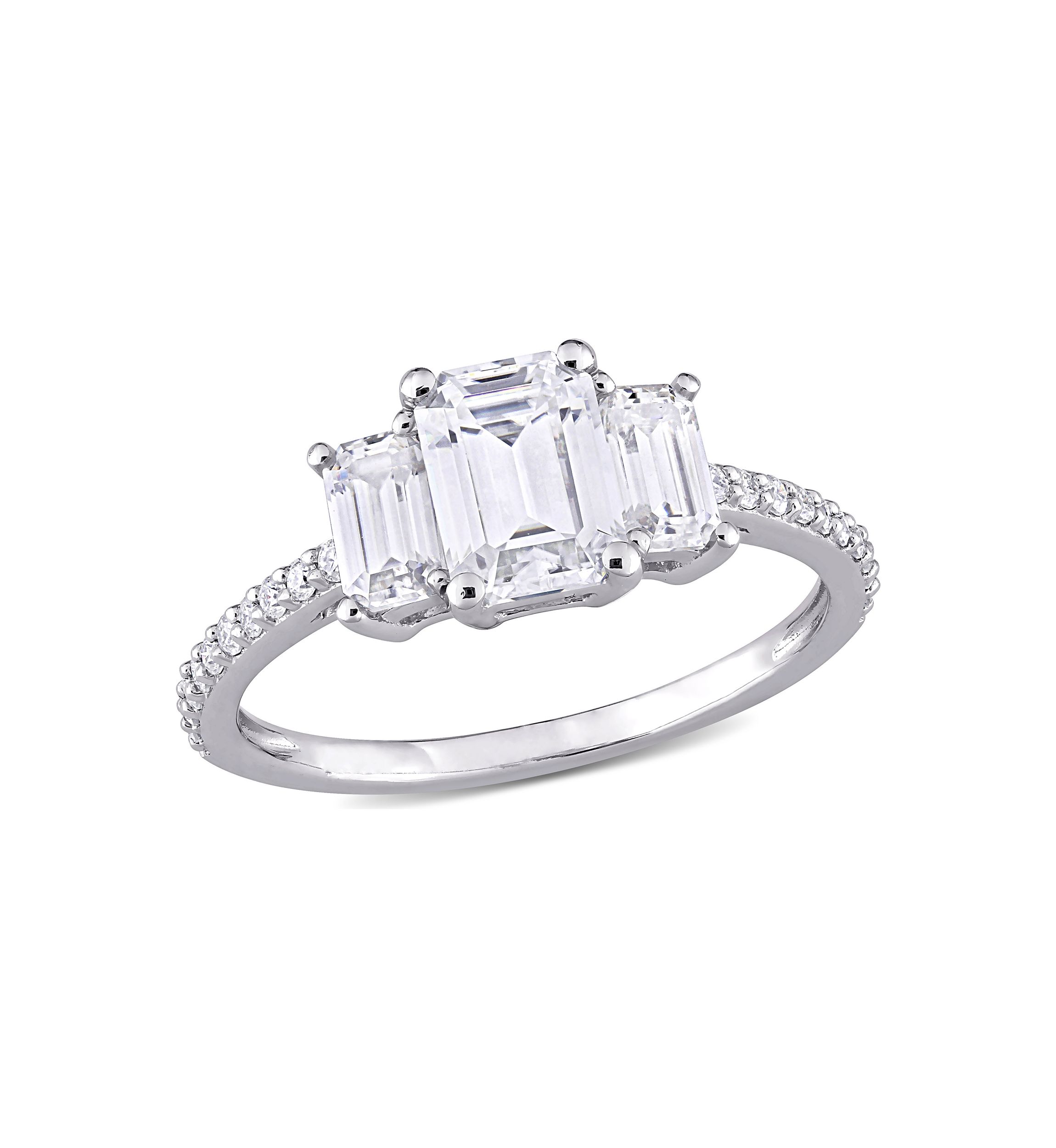 1.75 ct. t.w. Created Moissanite Octagon 3-Stone Engagement Ring in 10k White Gold
