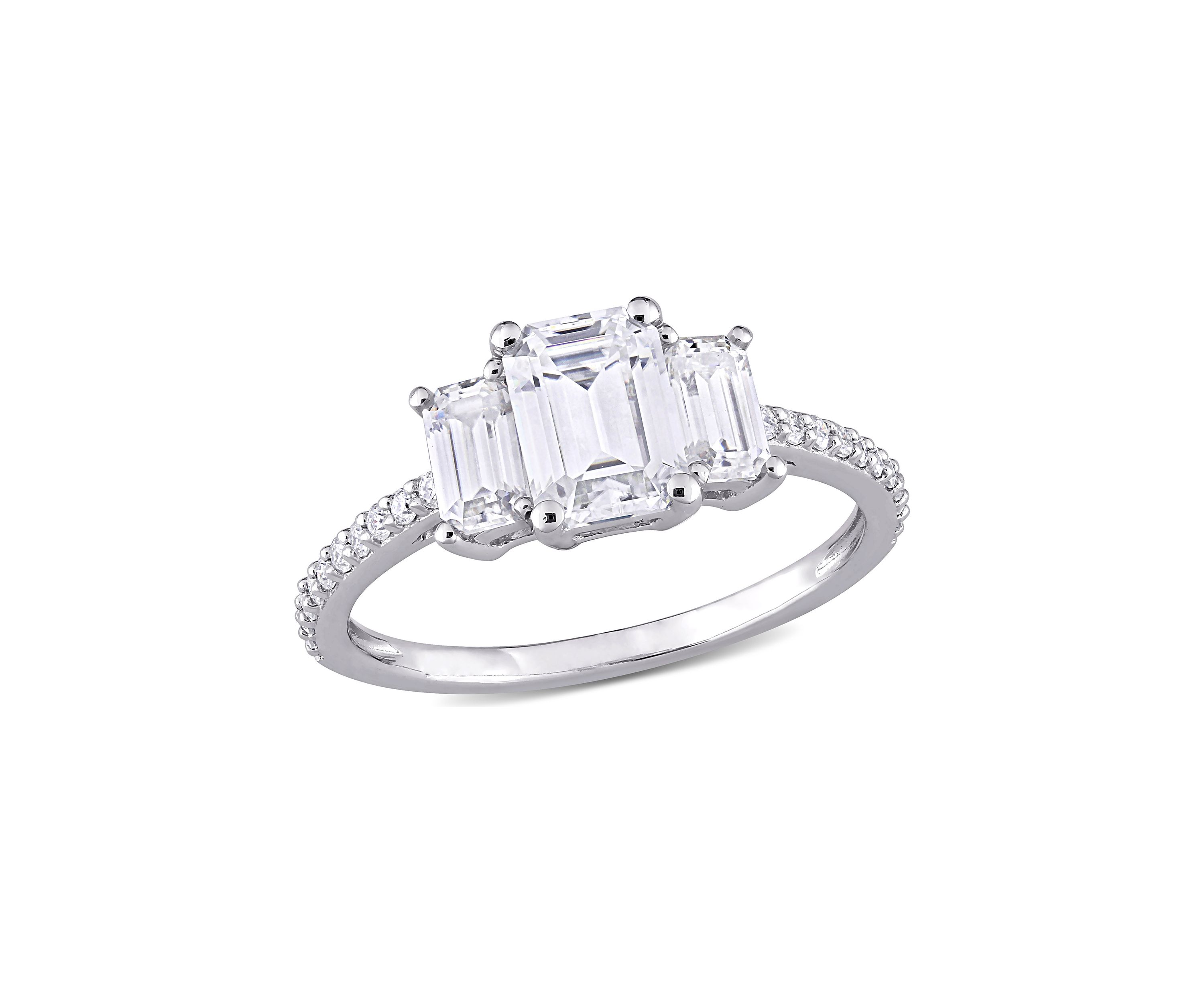 1.75 ct. t.w. Created Moissanite Octagon 3-Stone Engagement Ring in 10k White Gold