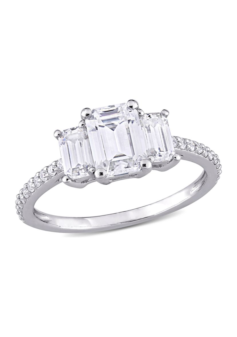 1.75 ct. t.w. Created Moissanite Octagon 3-Stone Engagement Ring in 10k White Gold