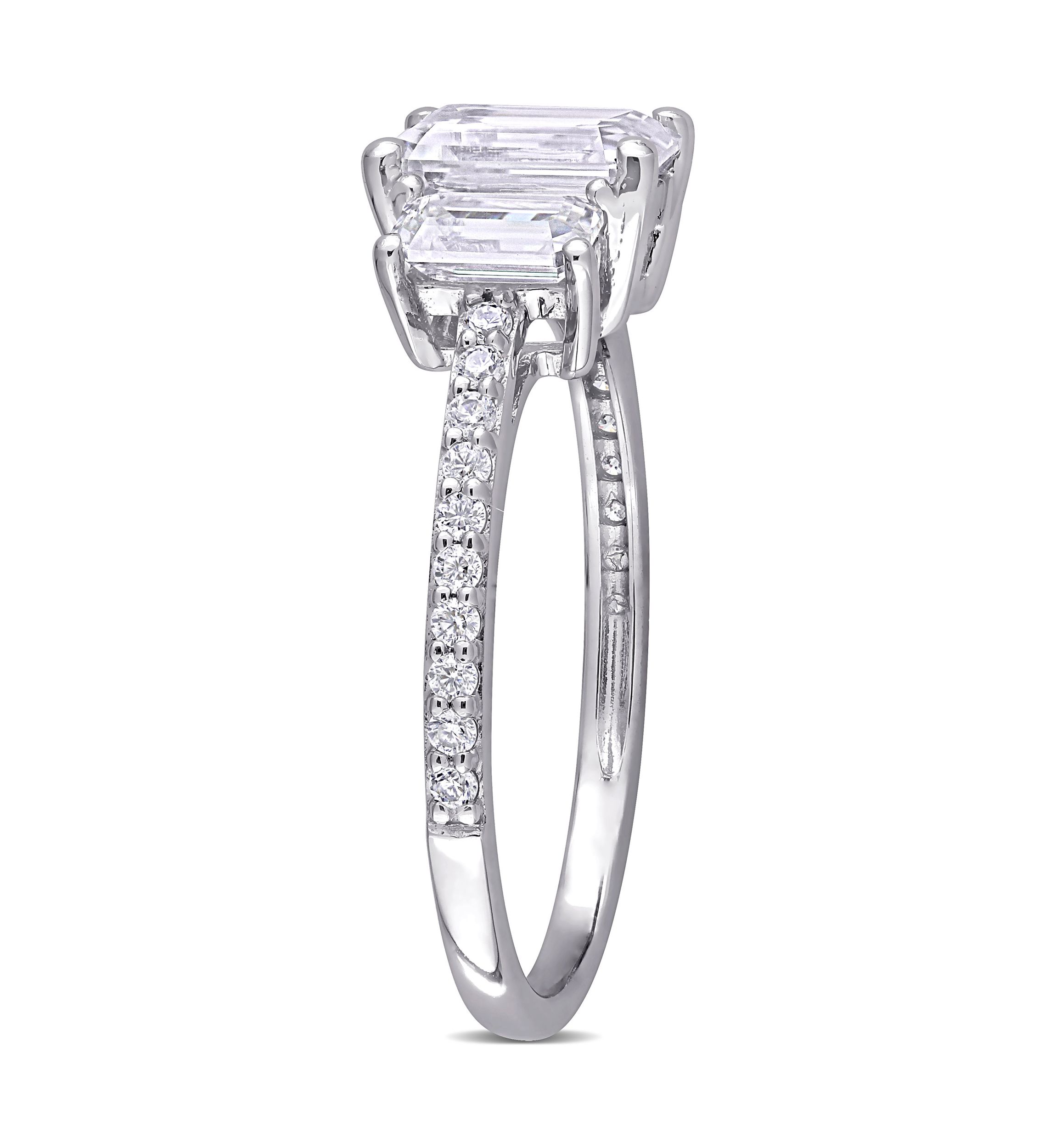1.75 ct. t.w. Created Moissanite Octagon 3-Stone Engagement Ring in 10k White Gold