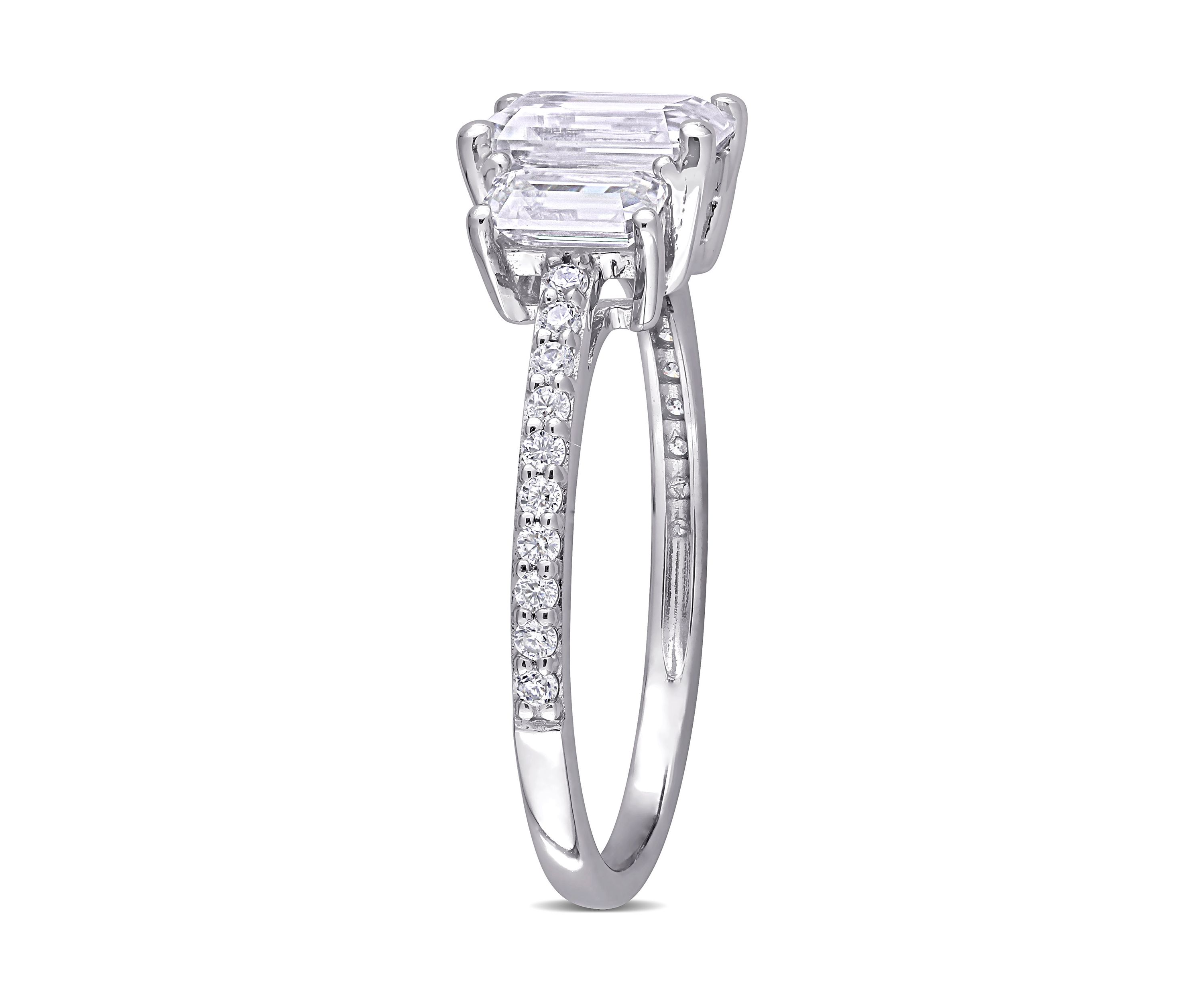 1.75 ct. t.w. Created Moissanite Octagon 3-Stone Engagement Ring in 10k White Gold