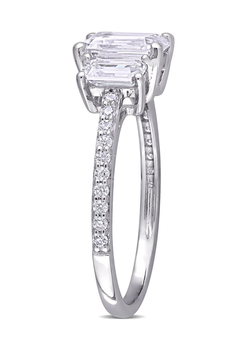 1.75 ct. t.w. Created Moissanite Octagon 3-Stone Engagement Ring in 10k White Gold