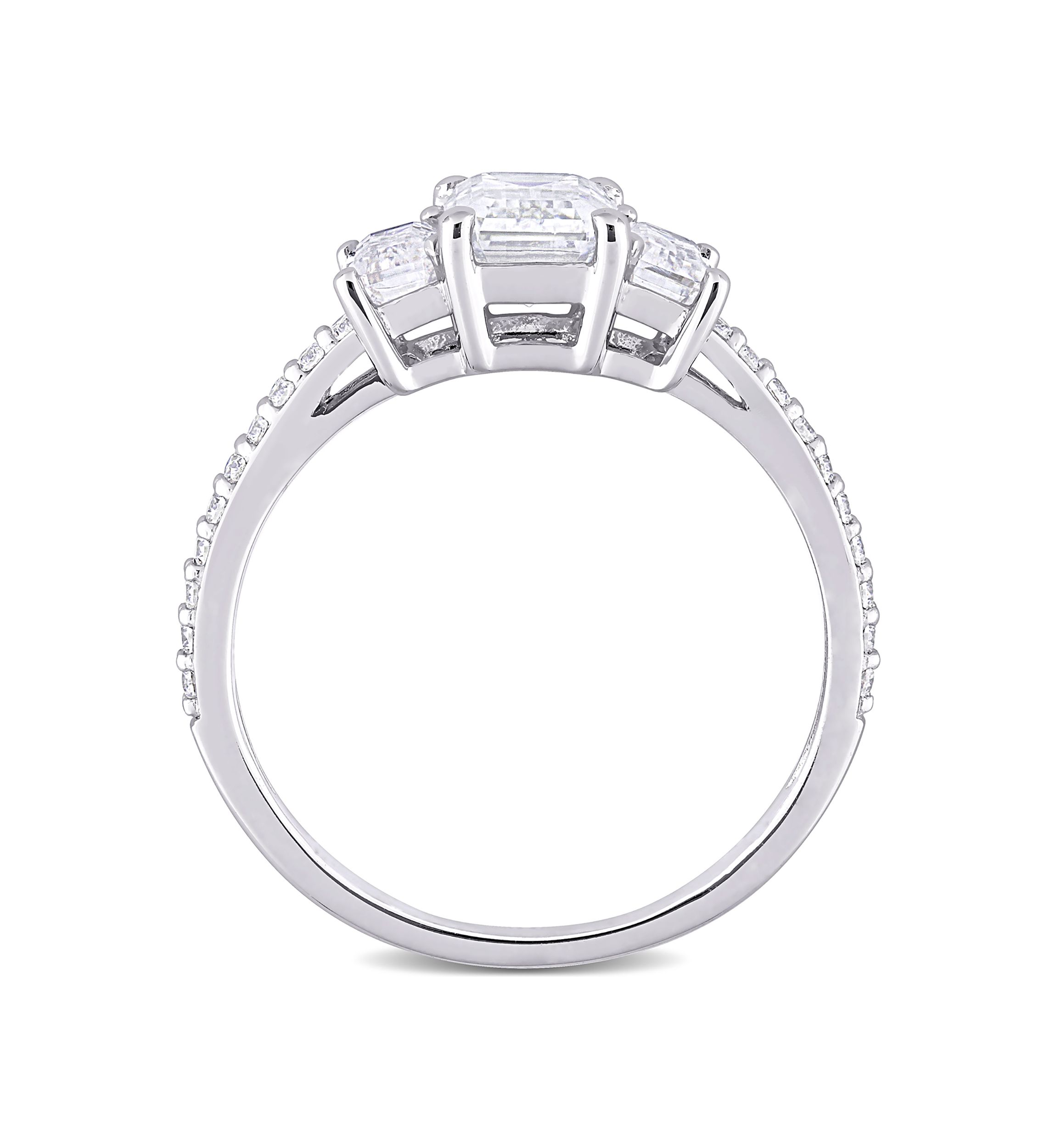 1.75 ct. t.w. Created Moissanite Octagon 3-Stone Engagement Ring in 10k White Gold