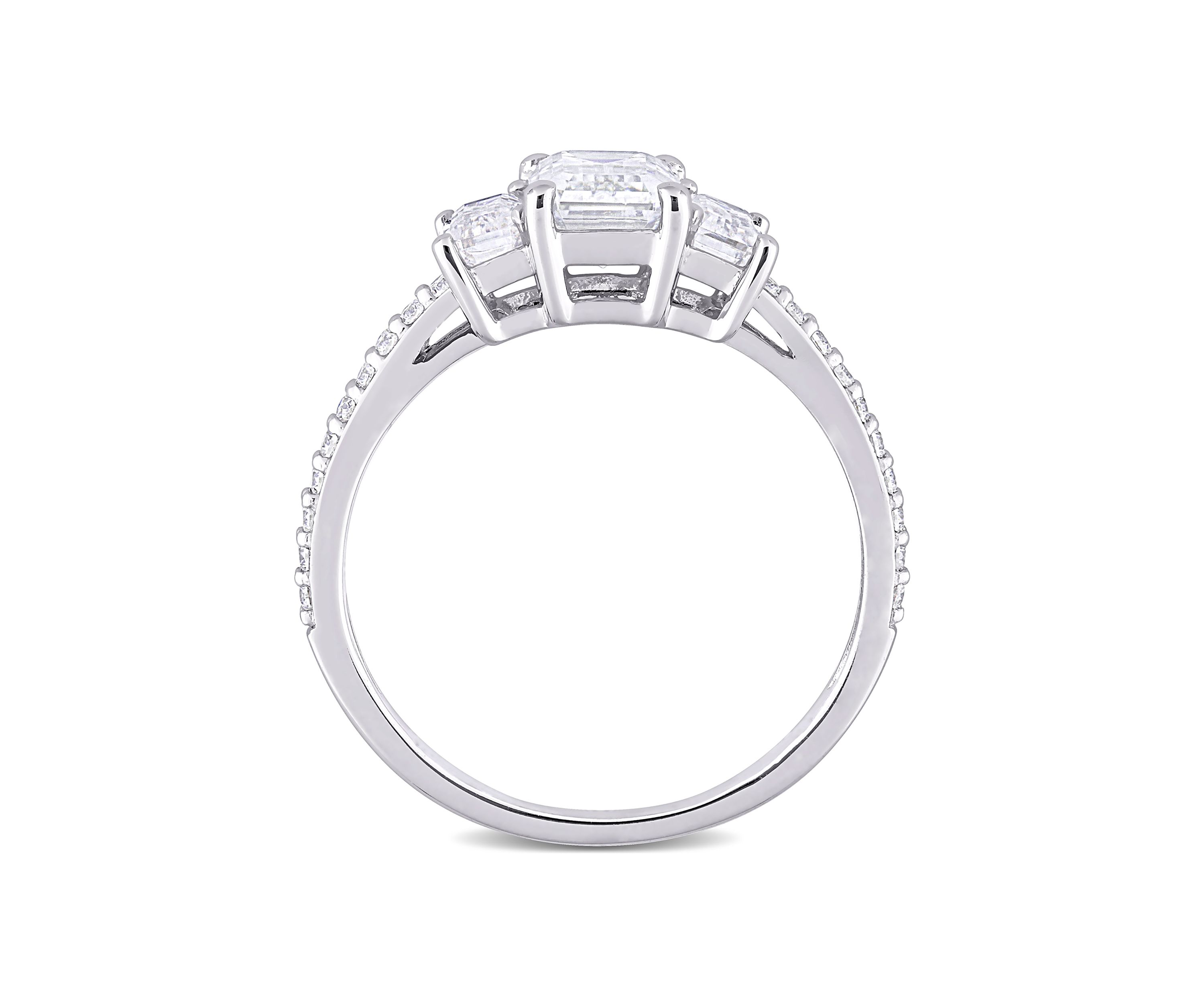 1.75 ct. t.w. Created Moissanite Octagon 3-Stone Engagement Ring in 10k White Gold