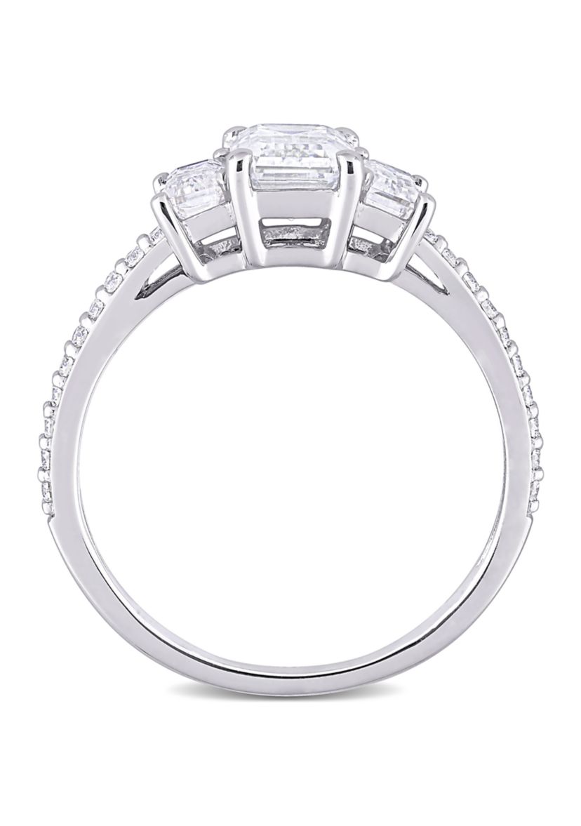 1.75 ct. t.w. Created Moissanite Octagon 3-Stone Engagement Ring in 10k White Gold