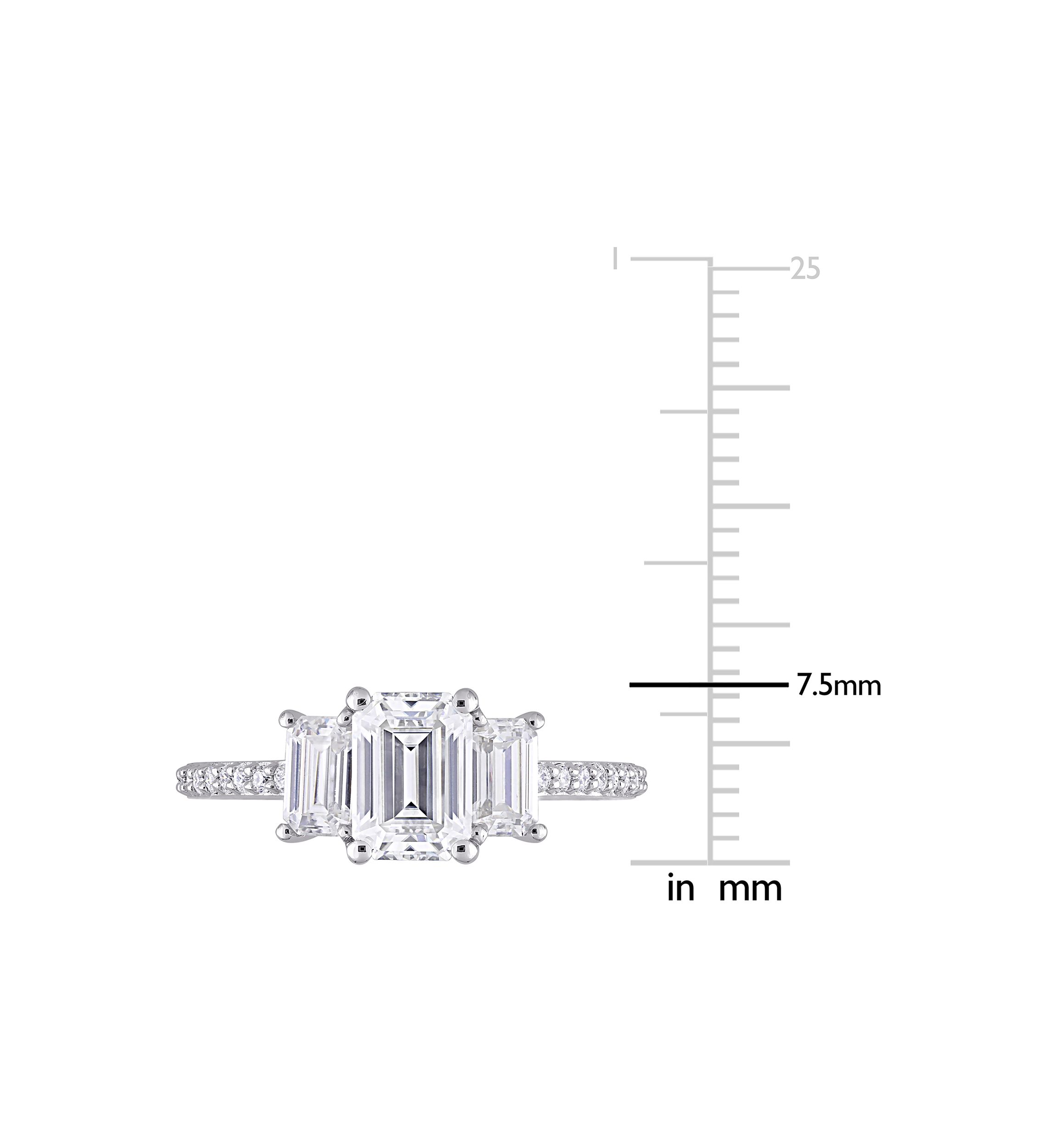 1.75 ct. t.w. Created Moissanite Octagon 3-Stone Engagement Ring in 10k White Gold