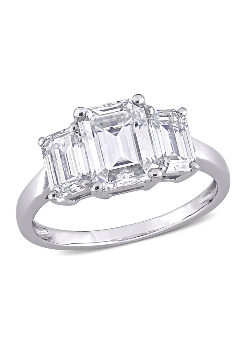2.75 ct. t.w. Created Moissanite Octagon 3-Stone Engagement Ring in 10k White Gold