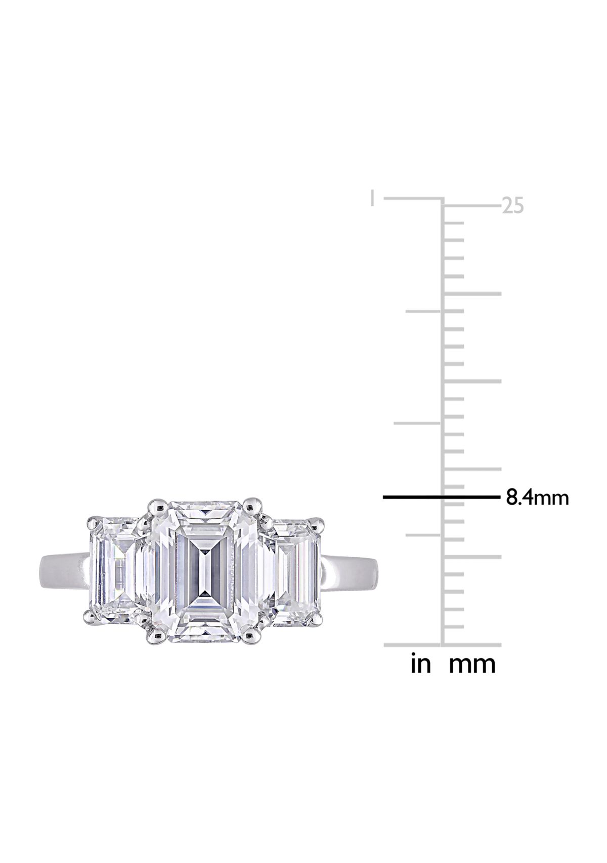 2.75 ct. t.w. Created Moissanite Octagon 3-Stone Engagement Ring in 10k White Gold