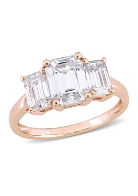 2.75 ct. t.w. Created Moissanite Octagon 3-Stone Engagement Ring 10k Rose Gold