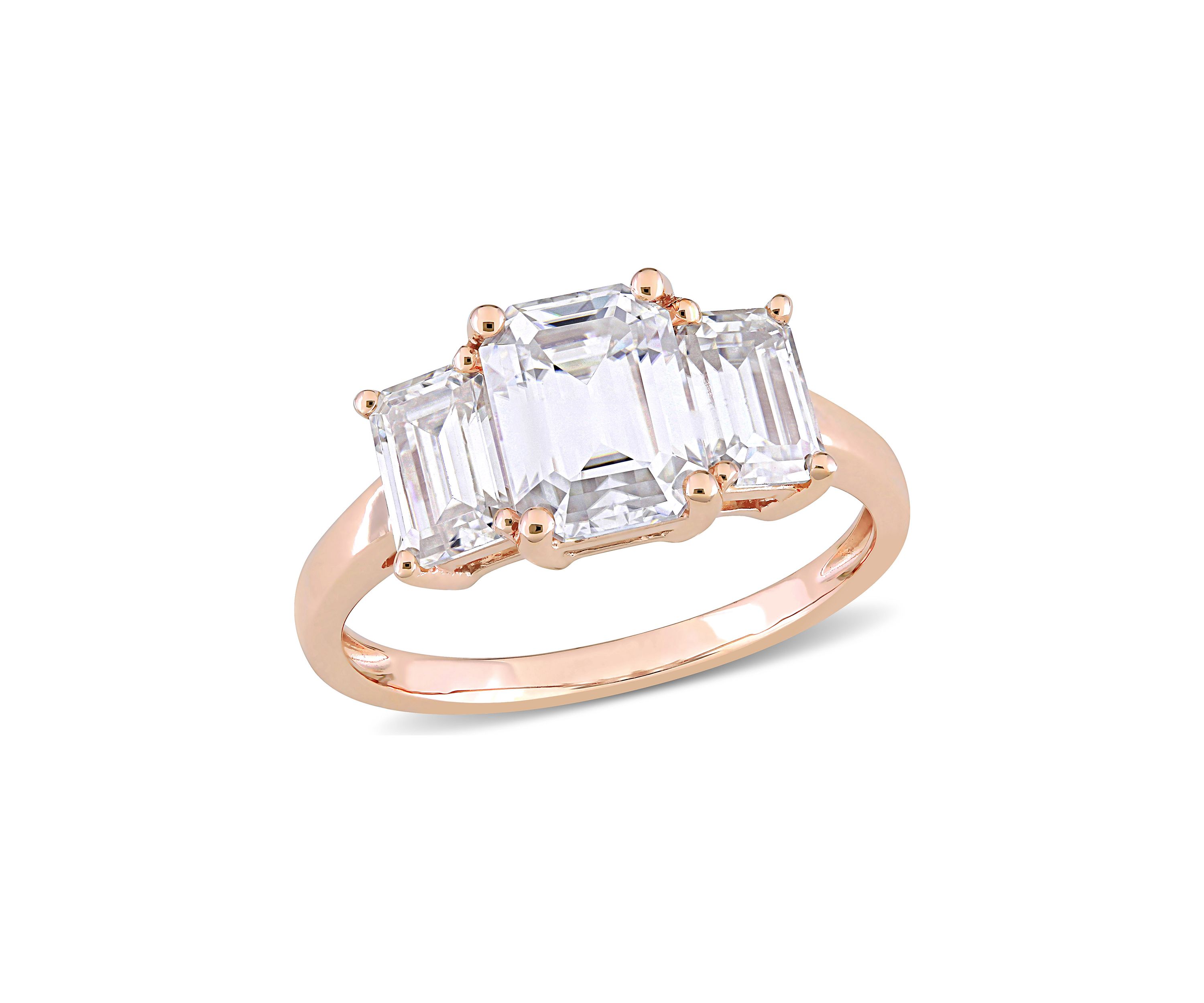 2.75 ct. t.w. Created Moissanite Octagon 3-Stone Engagement Ring in 10k Rose Gold