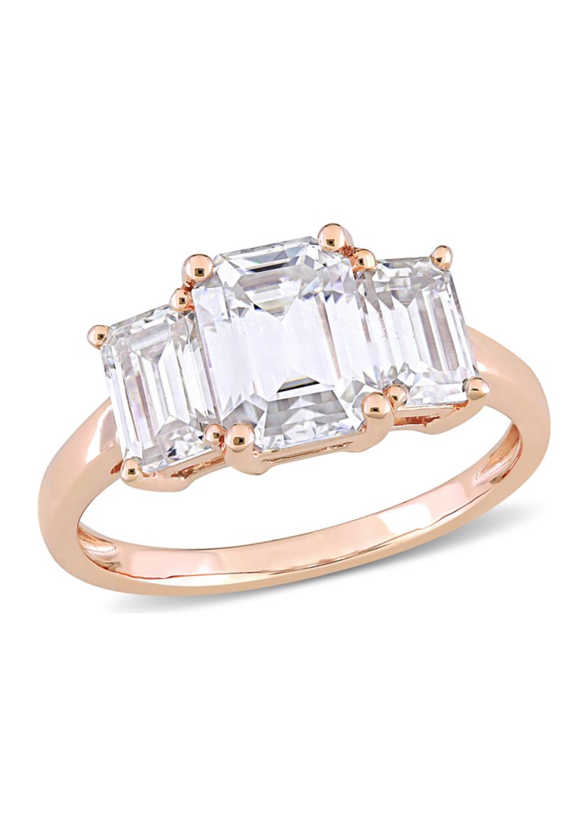 2.75 ct. t.w. Created Moissanite Octagon 3-Stone Engagement Ring in 10k Rose Gold