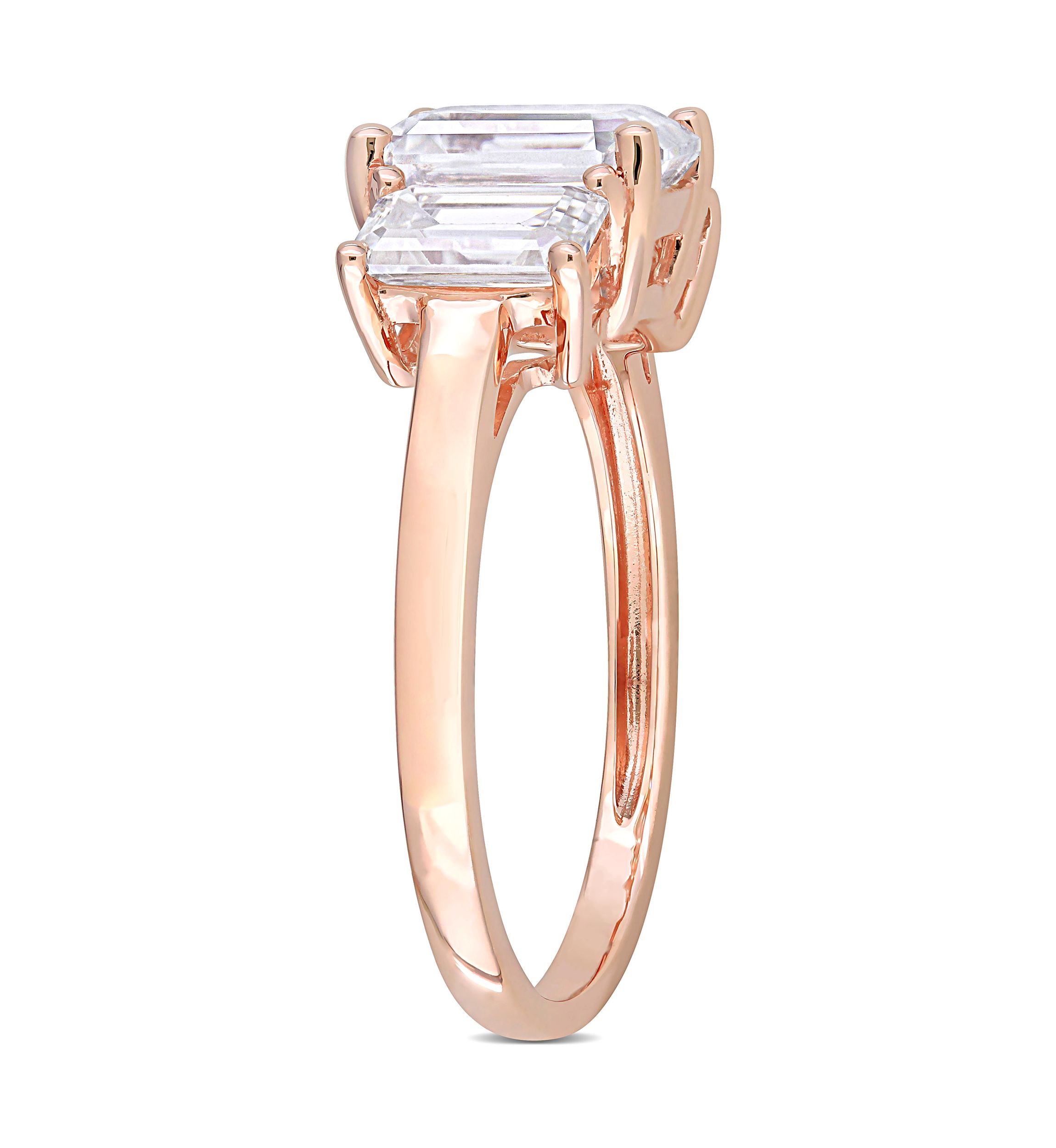 2.75 ct. t.w. Created Moissanite Octagon 3-Stone Engagement Ring in 10k Rose Gold