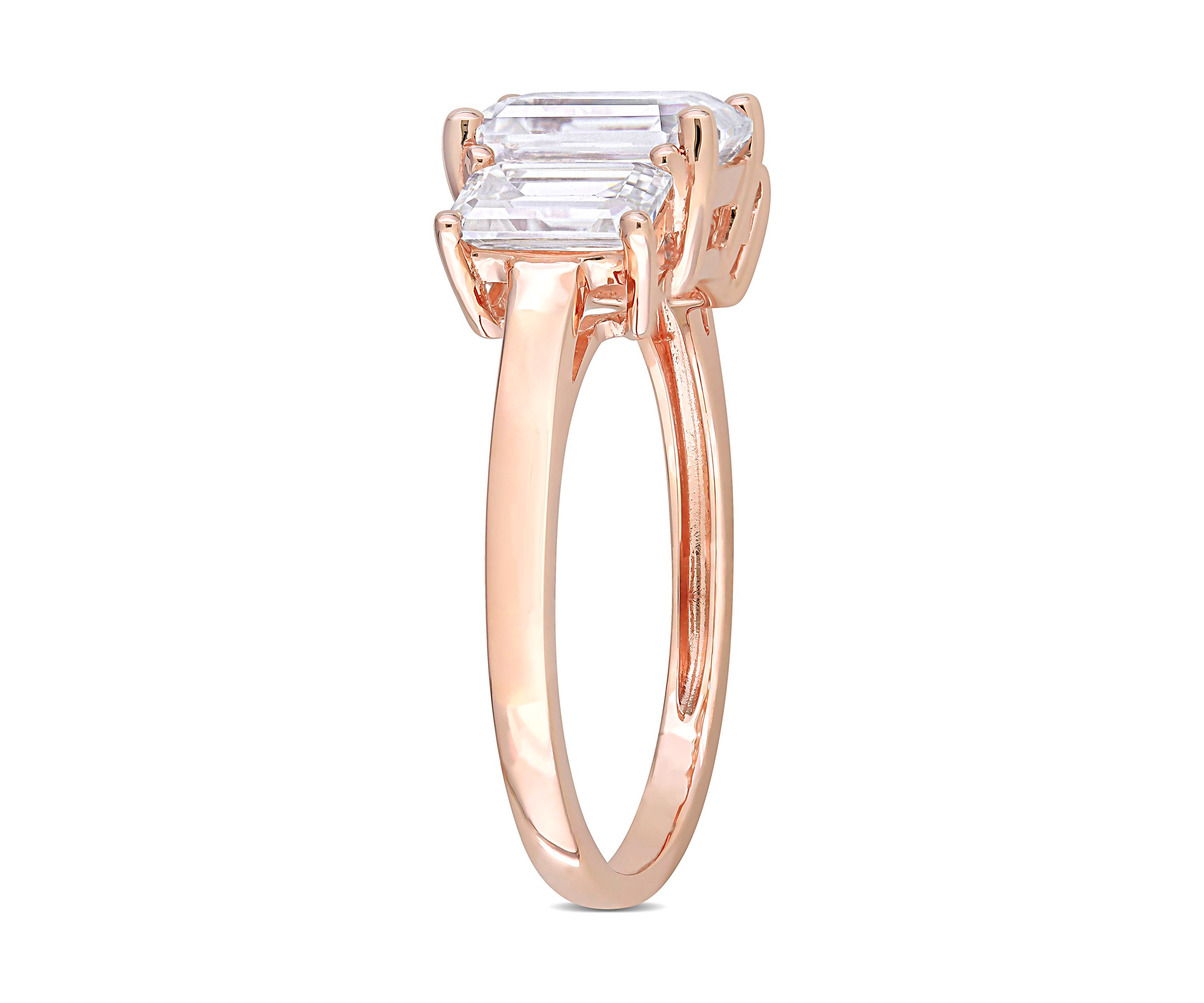 2.75 ct. t.w. Created Moissanite Octagon 3-Stone Engagement Ring in 10k Rose Gold