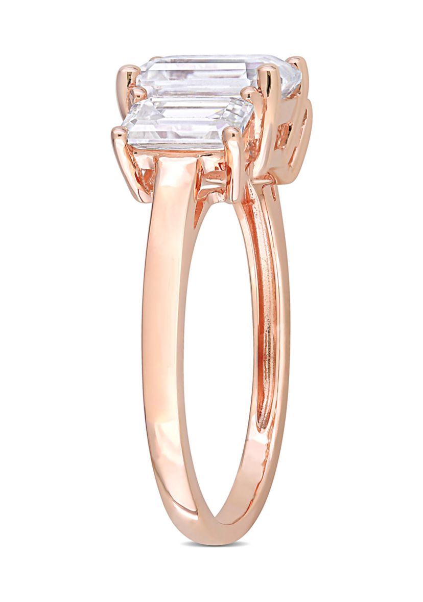 2.75 ct. t.w. Created Moissanite Octagon 3-Stone Engagement Ring in 10k Rose Gold