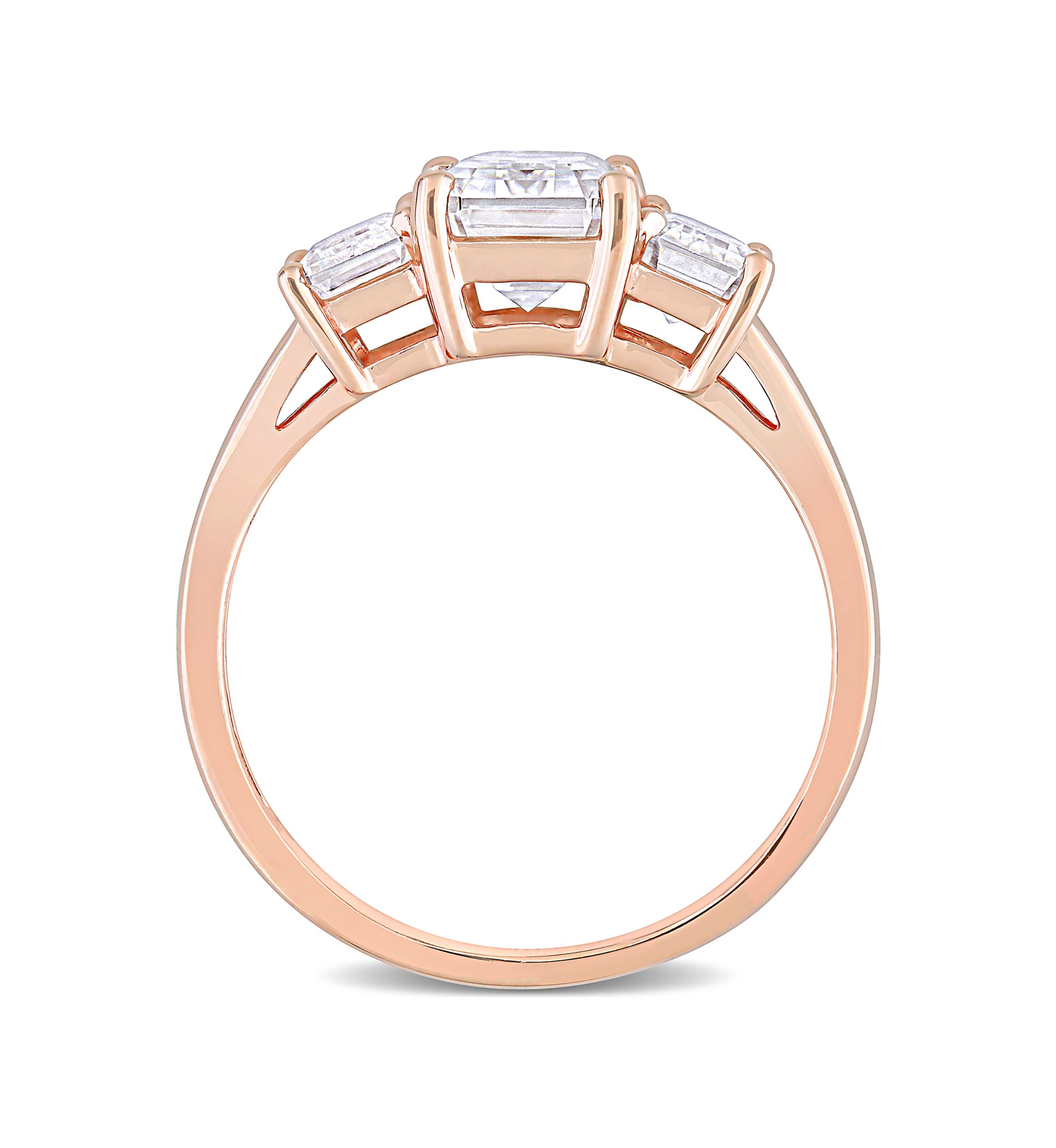 2.75 ct. t.w. Created Moissanite Octagon 3-Stone Engagement Ring in 10k Rose Gold