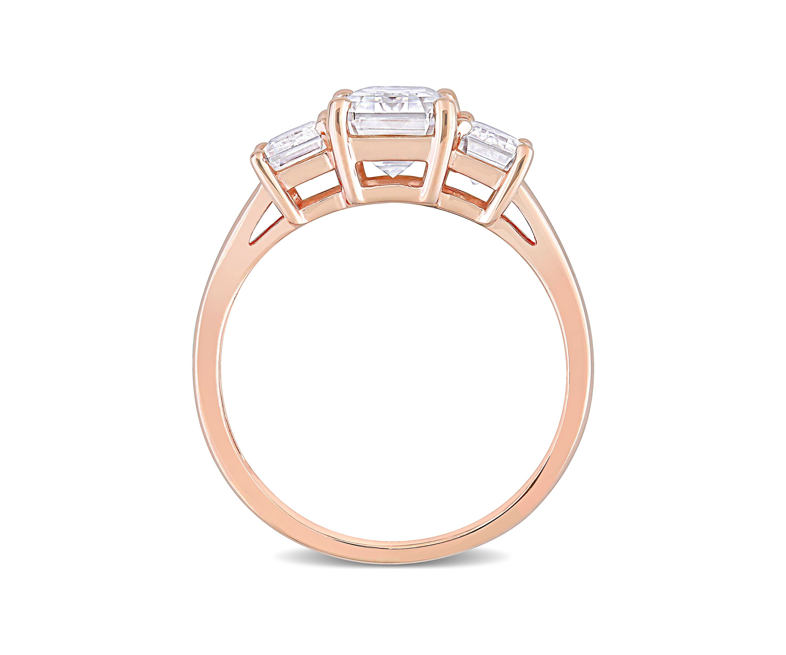 2.75 ct. t.w. Created Moissanite Octagon 3-Stone Engagement Ring in 10k Rose Gold