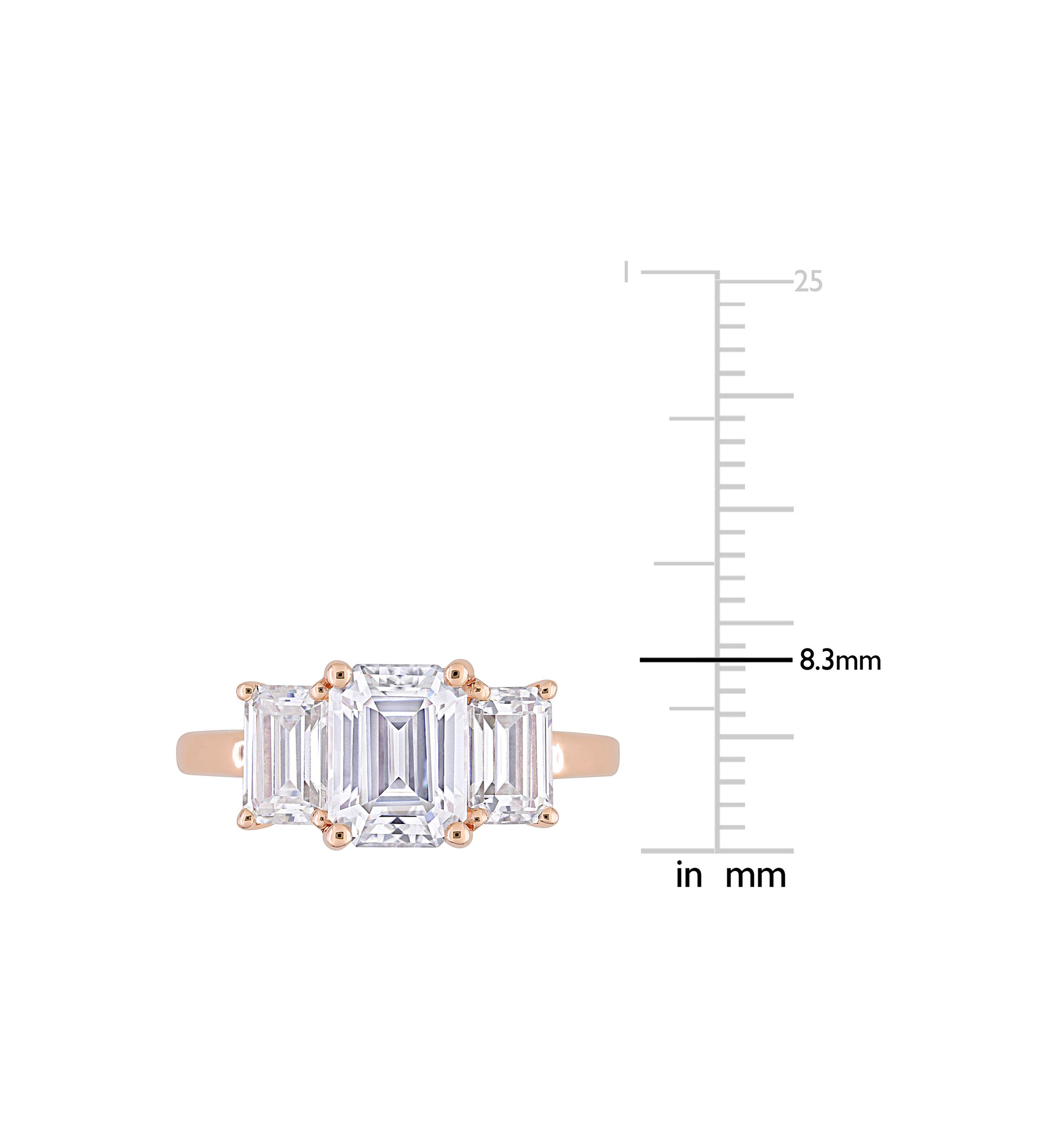 2.75 ct. t.w. Created Moissanite Octagon 3-Stone Engagement Ring in 10k Rose Gold