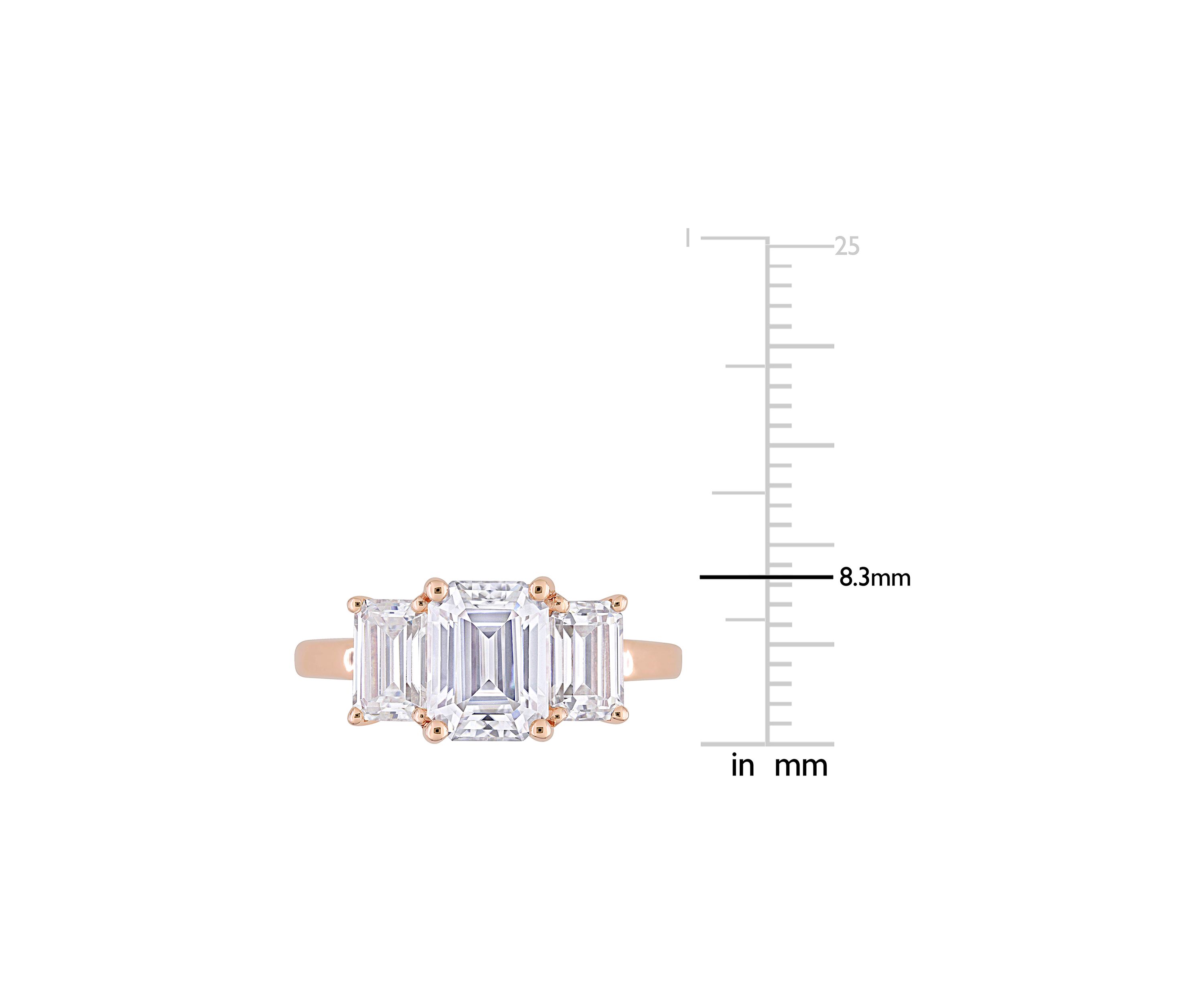 2.75 ct. t.w. Created Moissanite Octagon 3-Stone Engagement Ring in 10k Rose Gold