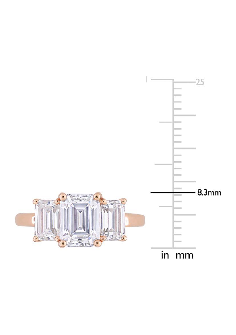 2.75 ct. t.w. Created Moissanite Octagon 3-Stone Engagement Ring in 10k Rose Gold