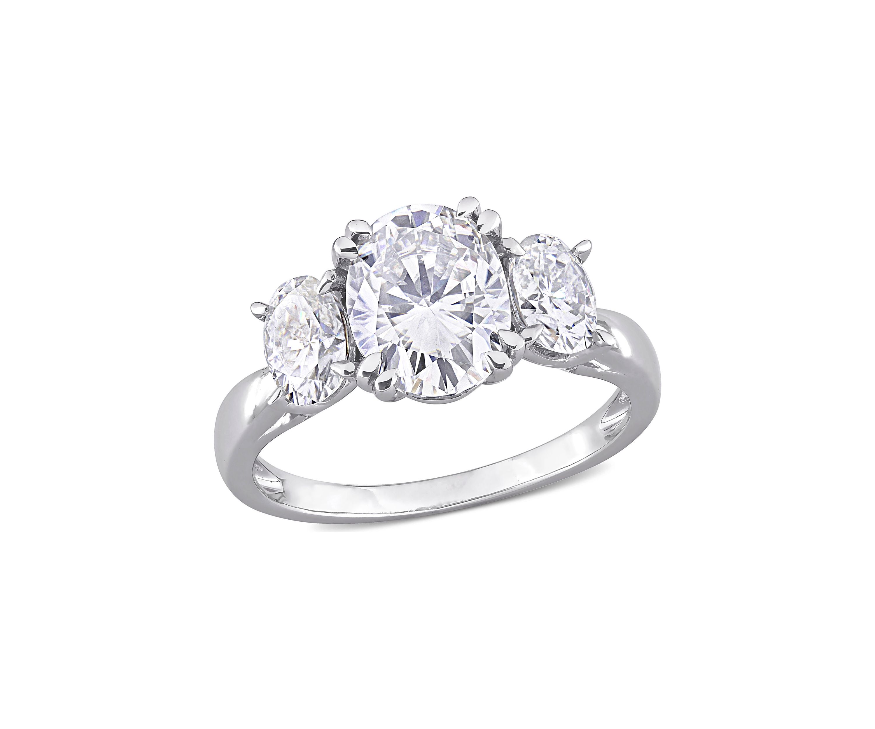 3 ct. t.w. Created Moissanite Oval 3-Stone Engagement Ring in 10k White Gold