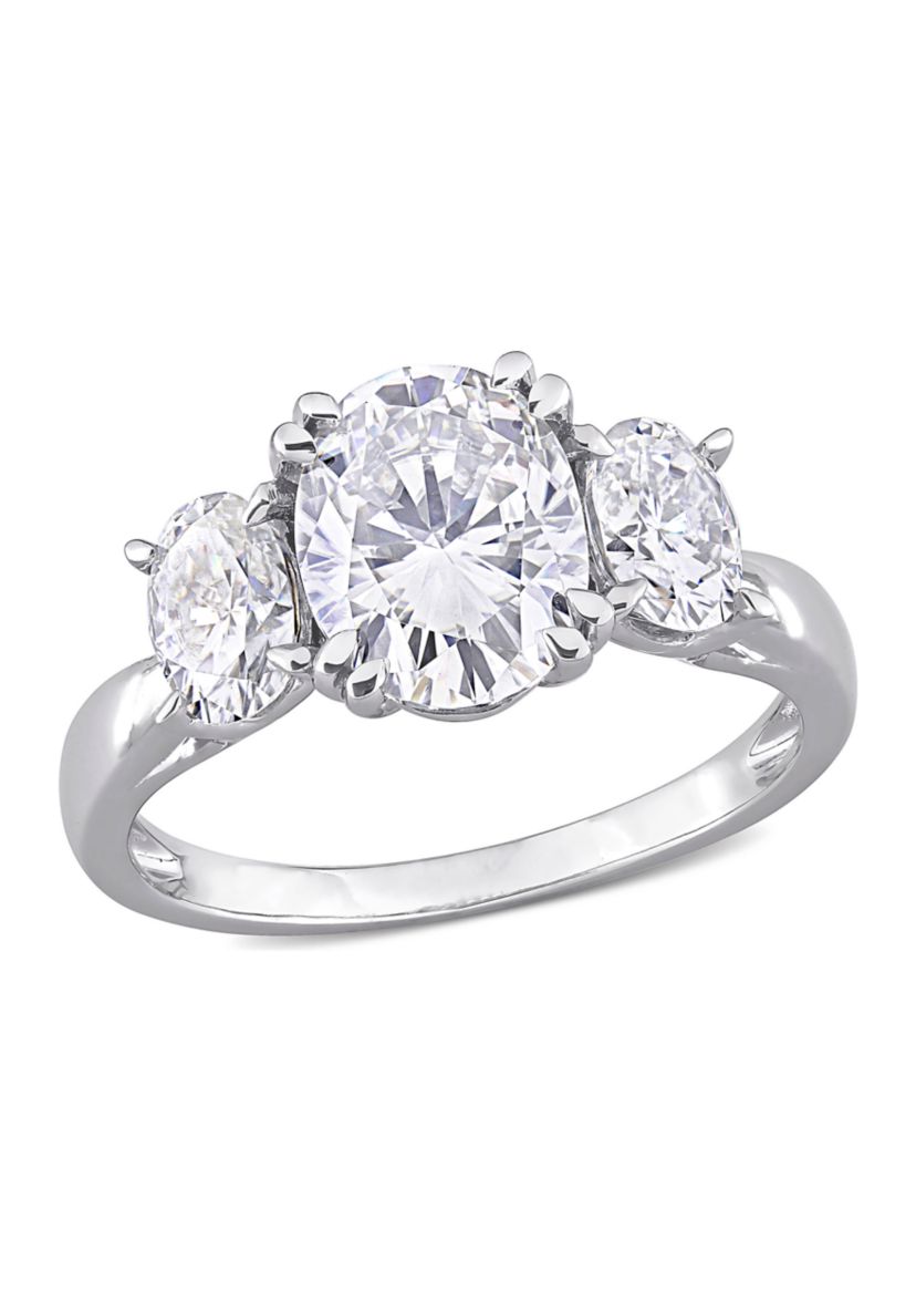 3 ct. t.w. Created Moissanite Oval 3-Stone Engagement Ring in 10k White Gold