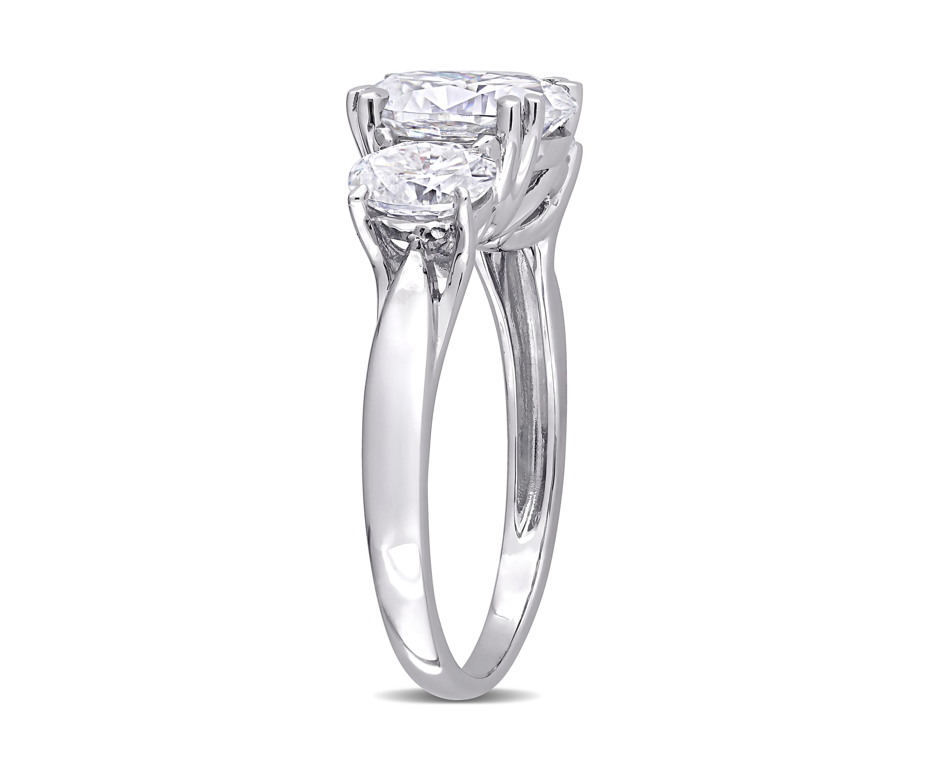 3 ct. t.w. Created Moissanite Oval 3-Stone Engagement Ring in 10k White Gold
