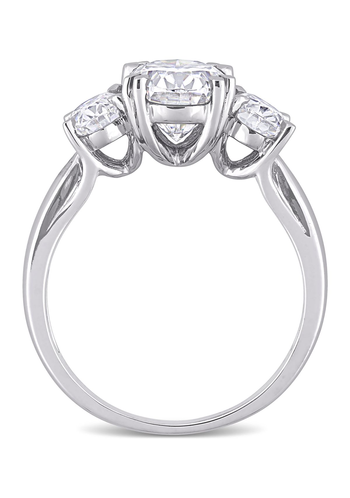 3 ct. t.w. Created Moissanite Oval 3-Stone Engagement Ring in 10k White Gold