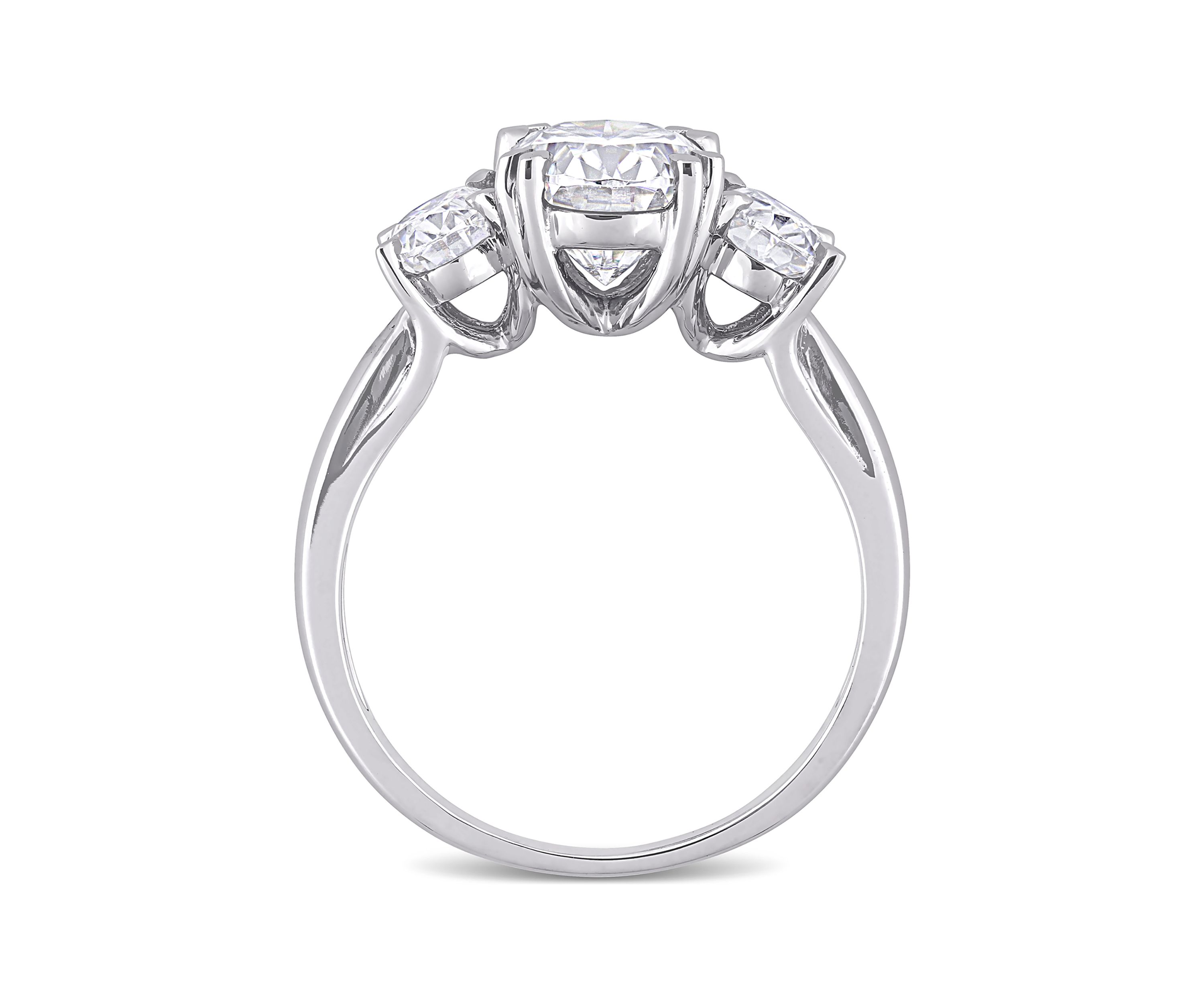 3 ct. t.w. Created Moissanite Oval 3-Stone Engagement Ring in 10k White Gold
