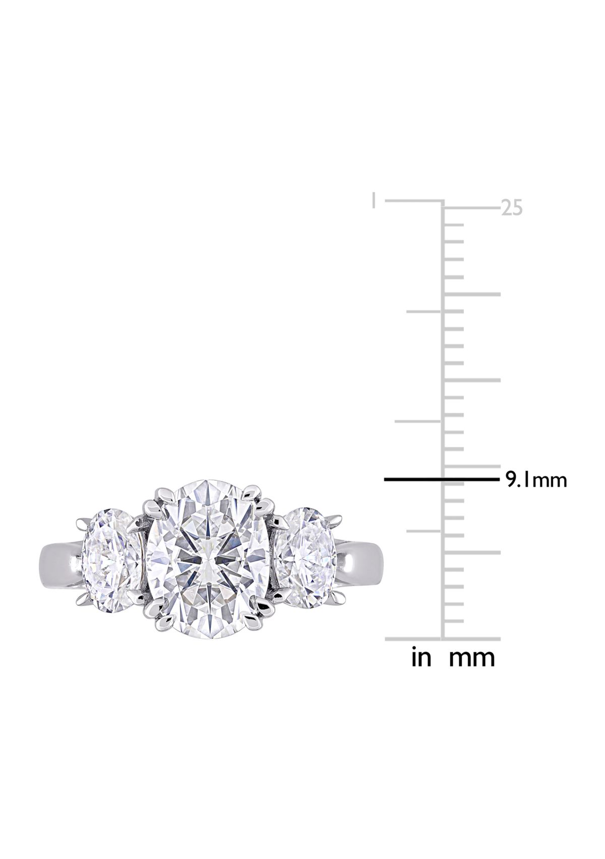 3 ct. t.w. Created Moissanite Oval 3-Stone Engagement Ring in 10k White Gold
