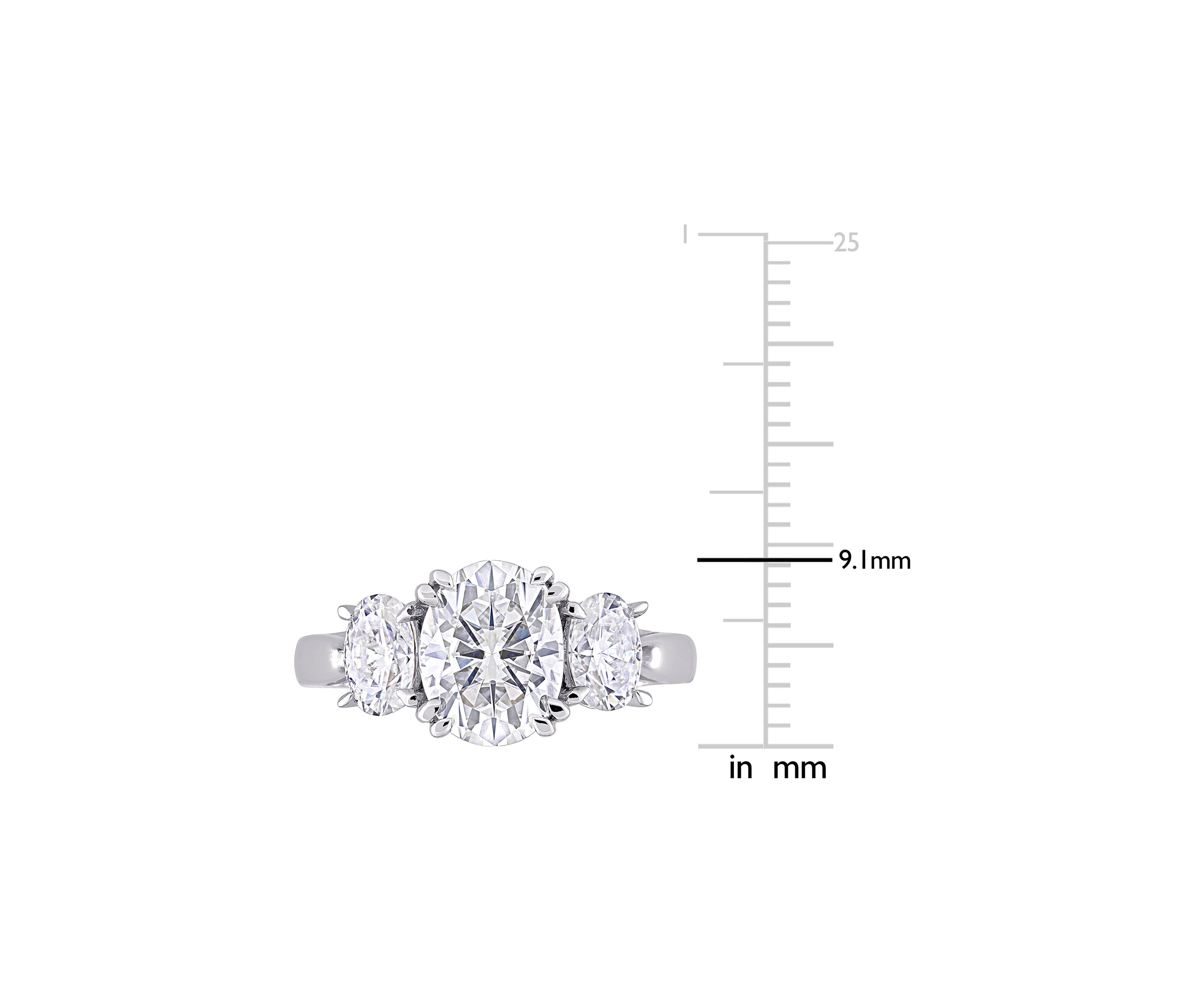 3 ct. t.w. Created Moissanite Oval 3-Stone Engagement Ring in 10k White Gold