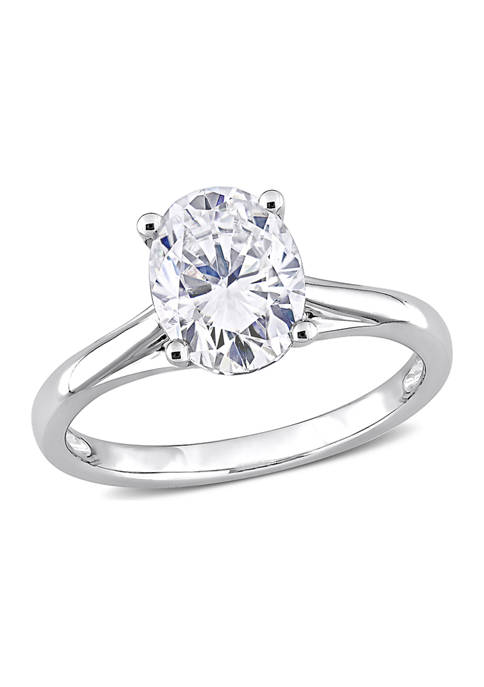 2 ct. t.w. Created Moissanite Oval Solitaire Ring in 14k White Gold
