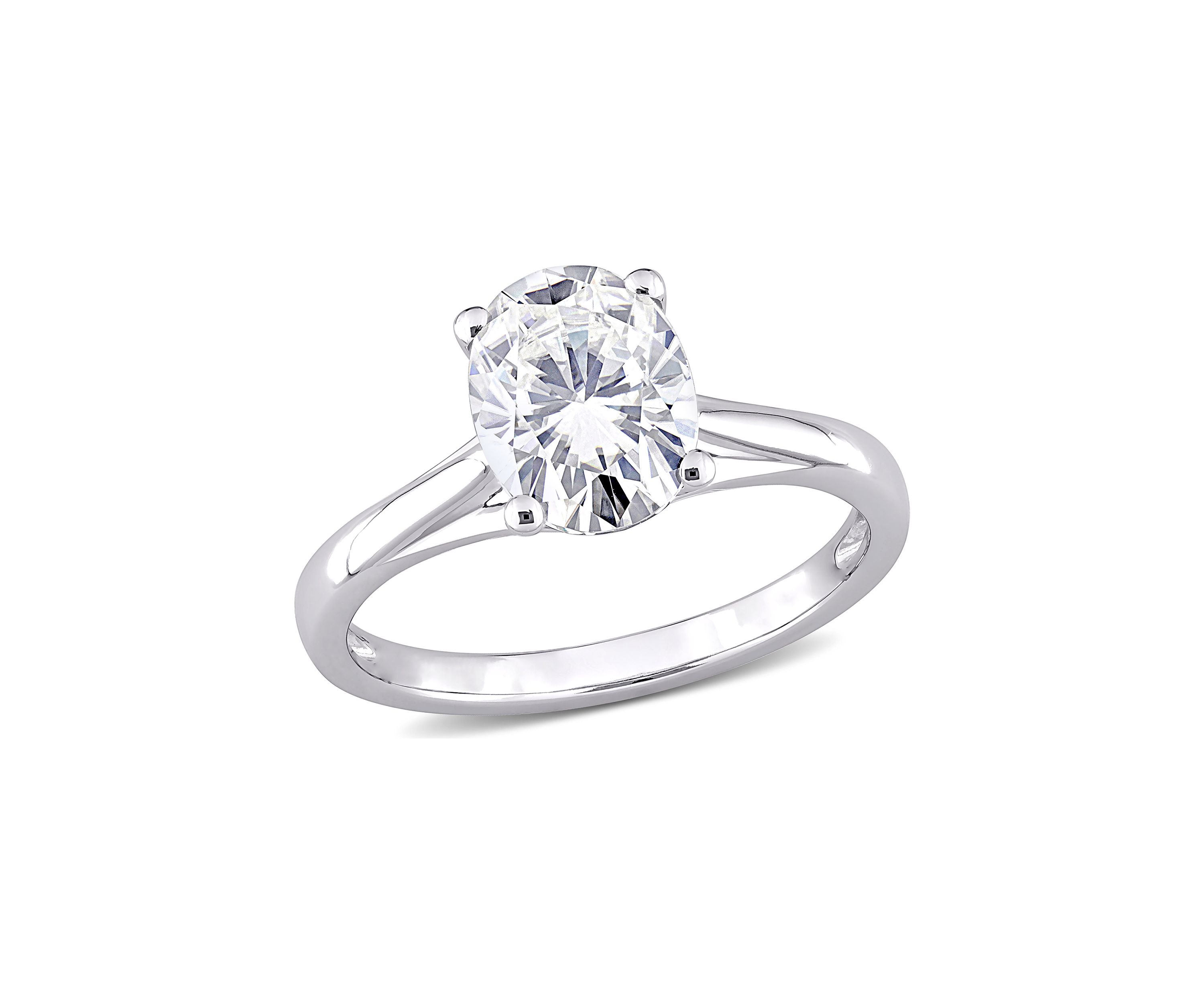 2 ct. t.w. Created Moissanite Oval Solitaire Ring in 10k White Gold