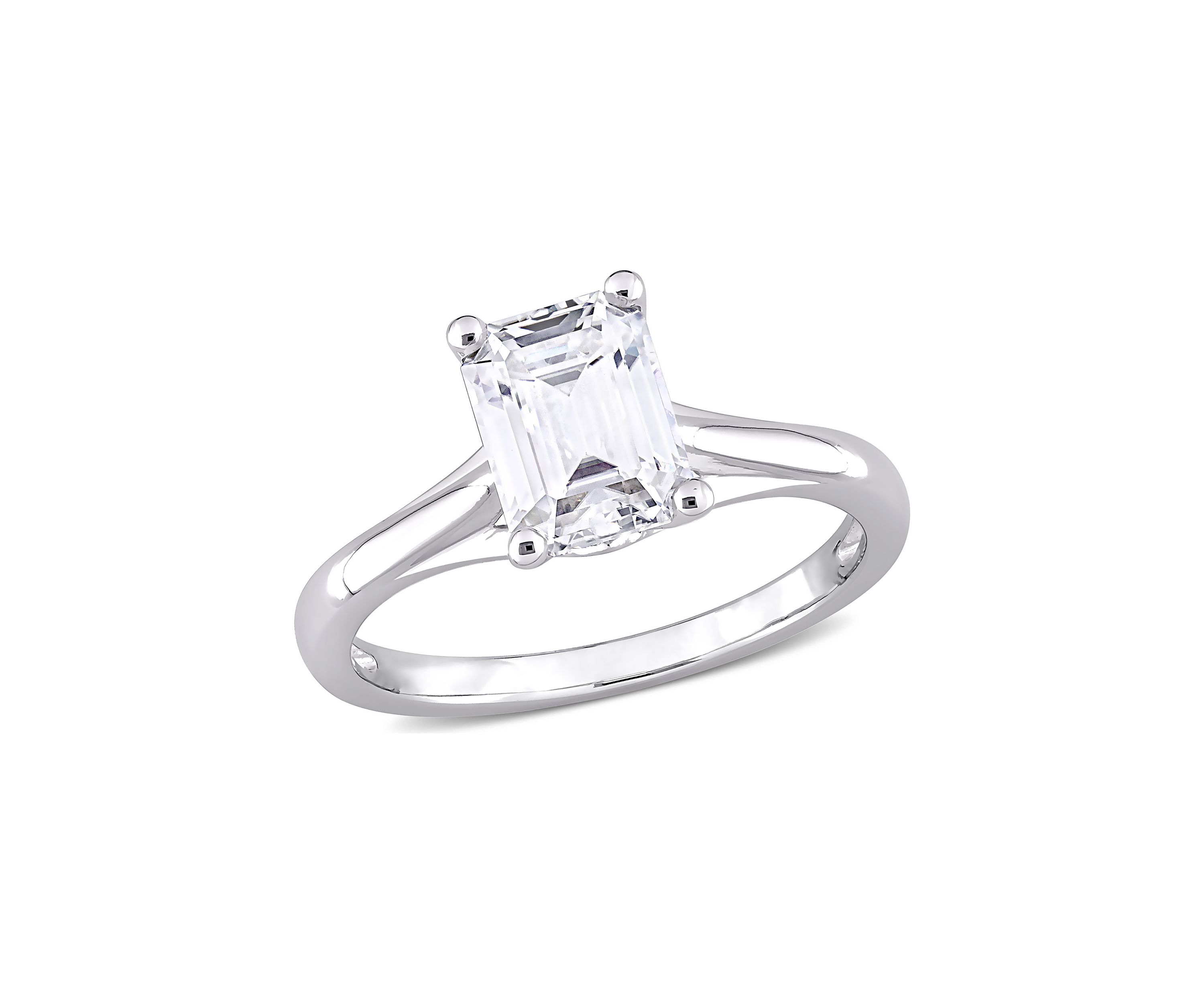 1.75 ct. t.w. Created Moissanite Emerald Cut Solitaire Ring in 10k White Gold