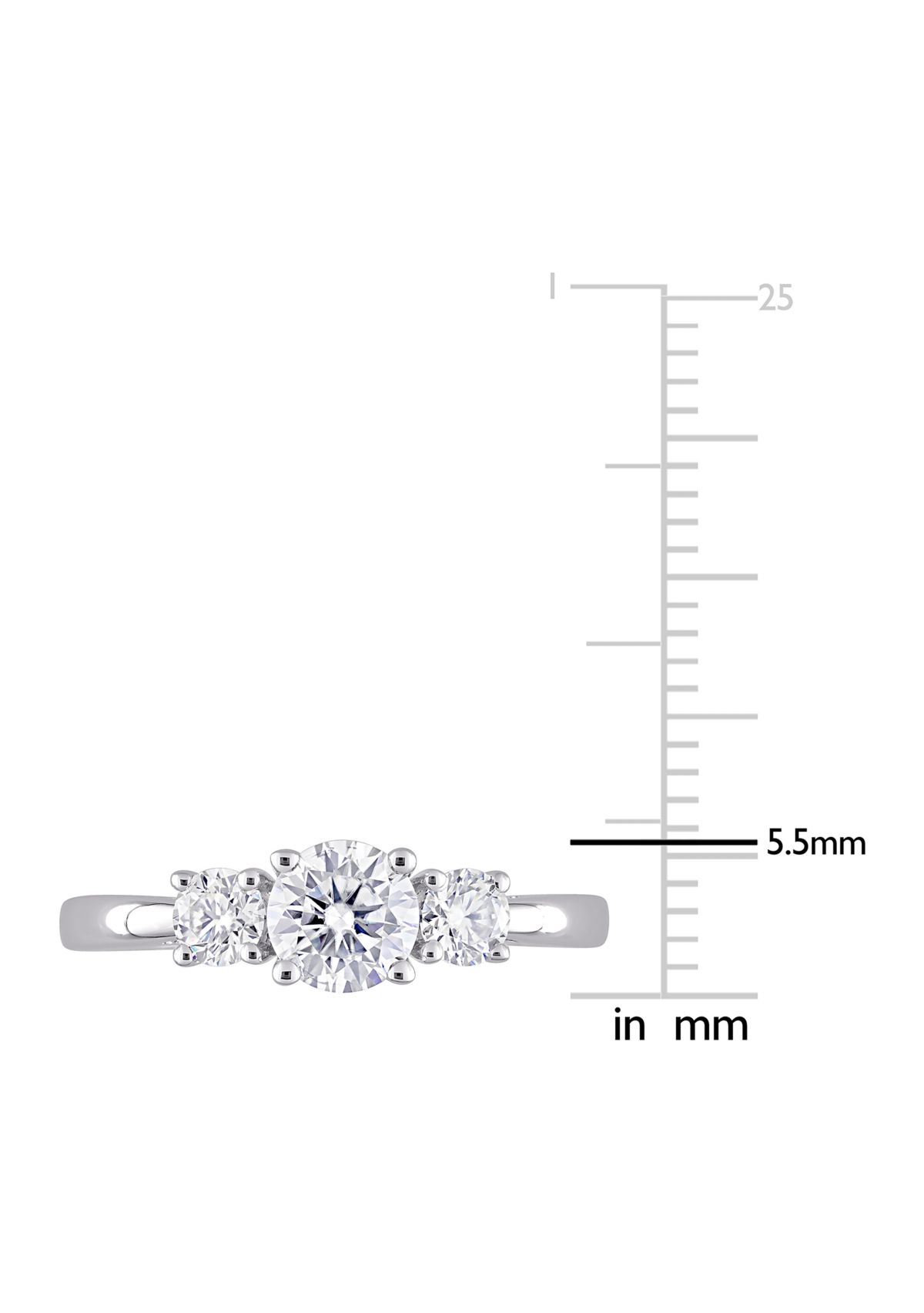 1 ct. t.w. Created Moissanite 3-Stone Engagement Ring in Sterling Silver