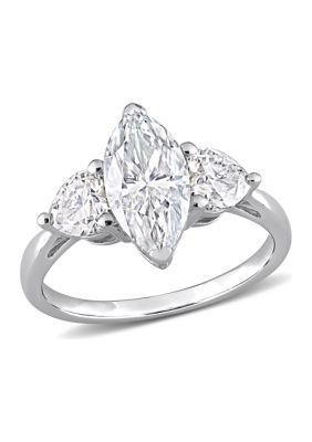 Belk & Co 2.5 Ct. T.w. Created Moissanite Marquise Cut 3-Stone Engagement Ring In Sterling Silver, 8 -  0686692823945