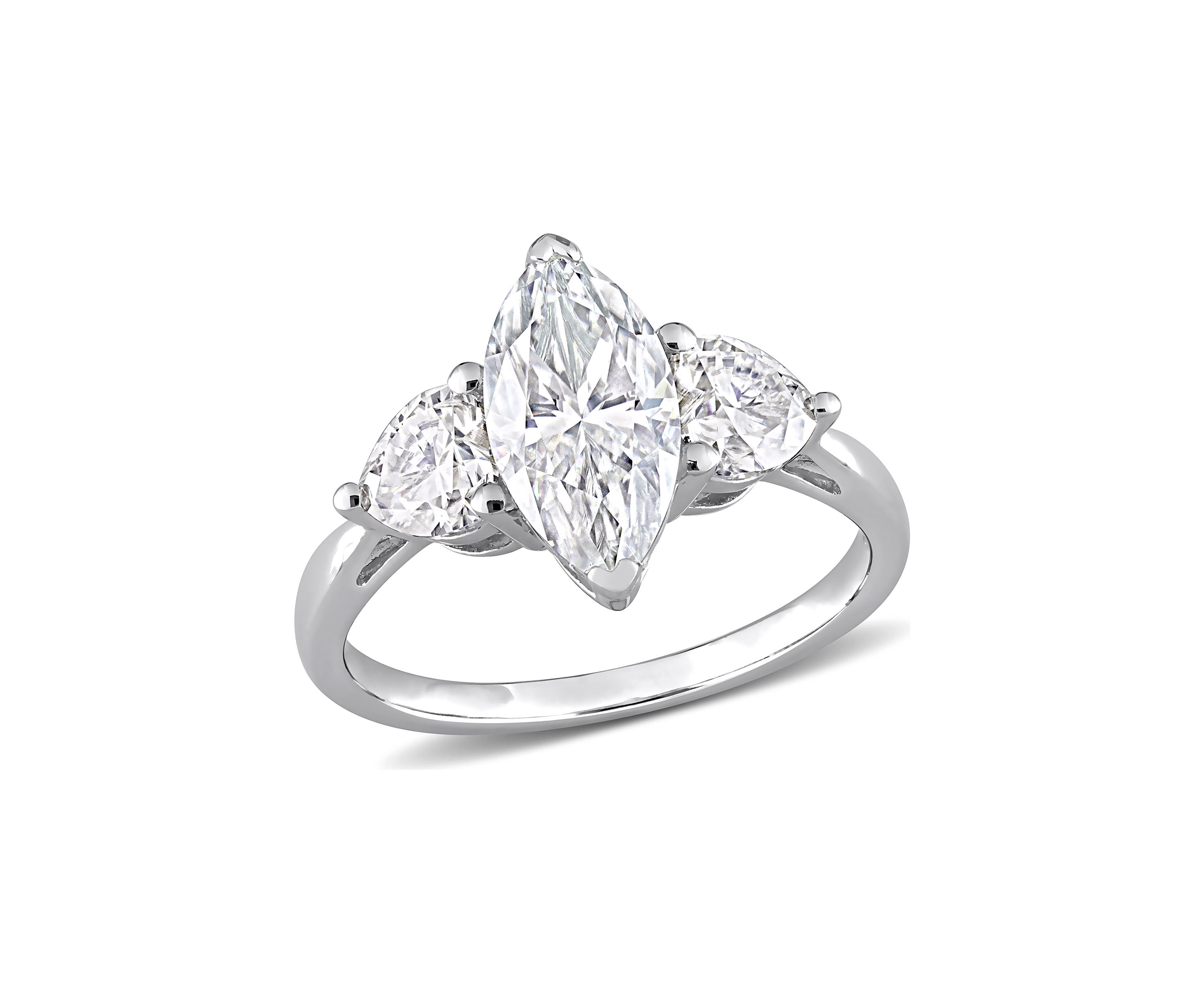 2.5 ct. t.w. Created Moissanite Marquise Cut 3-Stone Engagement Ring in Sterling Silver