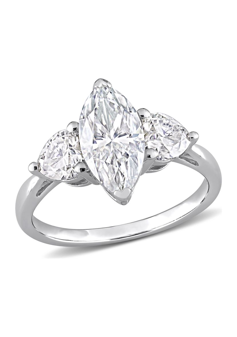 2.5 ct. t.w. Created Moissanite Marquise Cut 3-Stone Engagement Ring in Sterling Silver