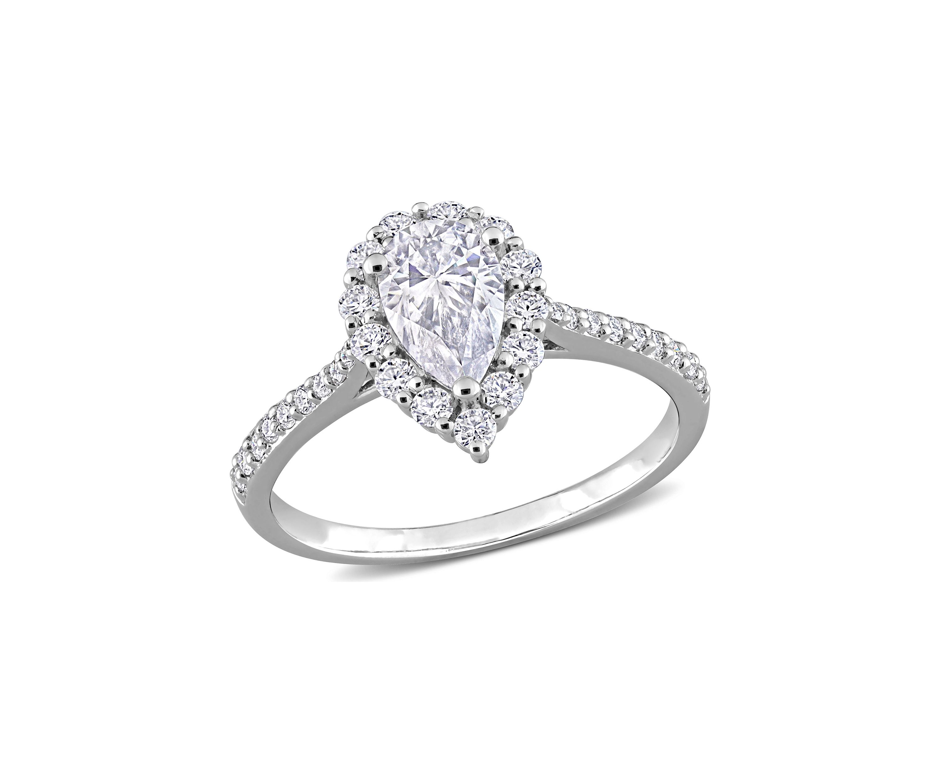 1.37 ct. t.w. Created Moissanite Teardrop Halo Engagement Ring in Sterling Silver